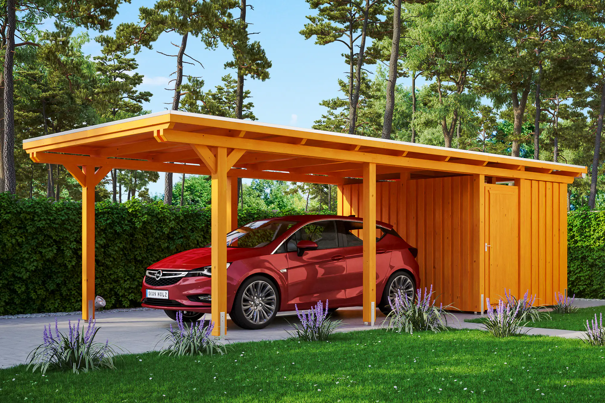 SKAN HOLZ Carport Emsland 354 x 846 cm mit Aluminiumdach mit Abstellraum