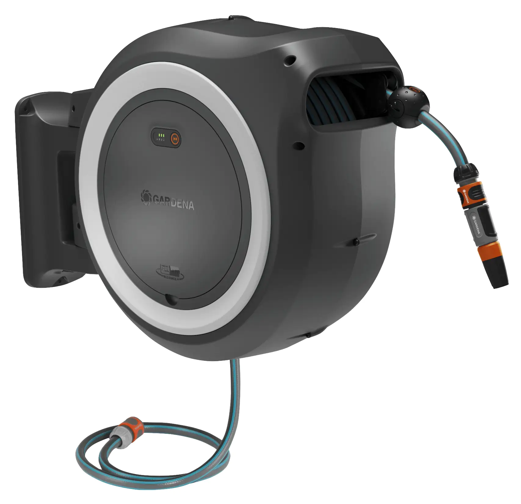 Gardena Akku-Wand-Schlauchbox PowerRoll XL solo mit 35 m Schlauch