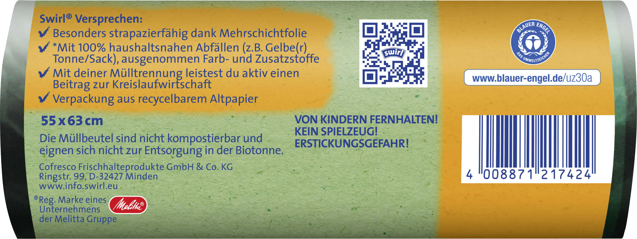 Swirl Öko Müllbeutel mit Tragegriff 35 L 12 Stück