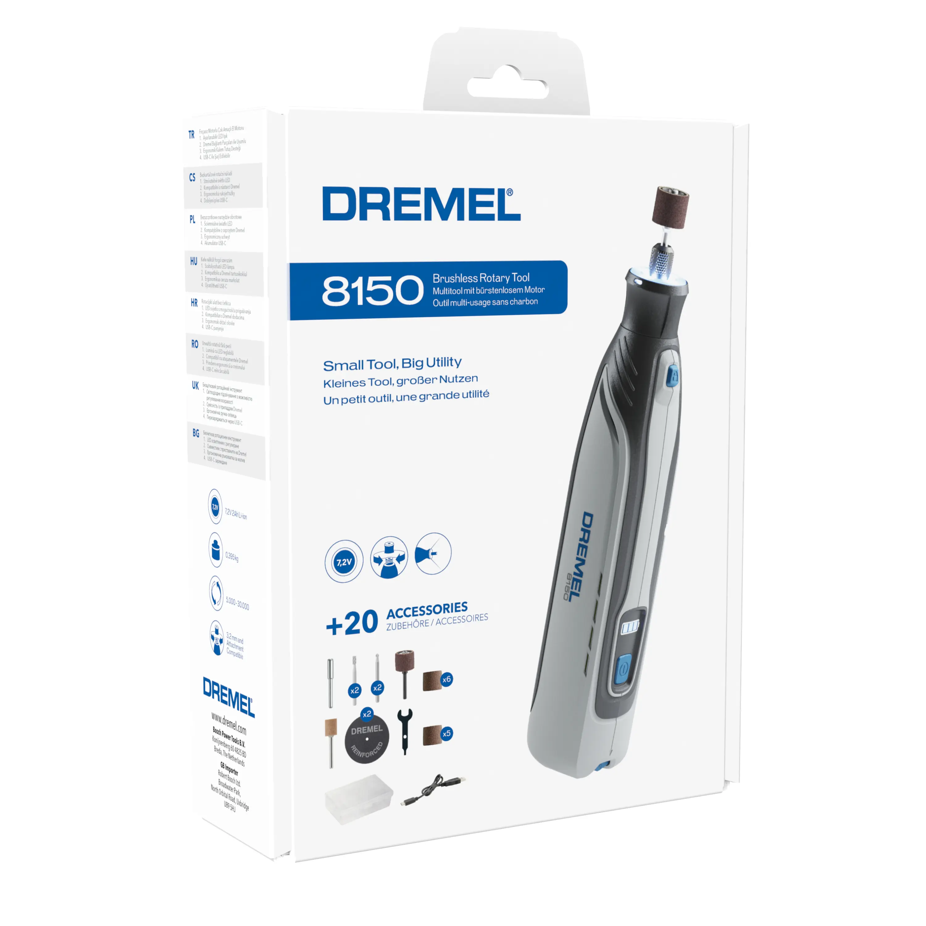 Dremel Akku-Multifunktionswerkzeug 8150-20 inkl. 20 Zubehörteilen und USB-C-Ladekabel