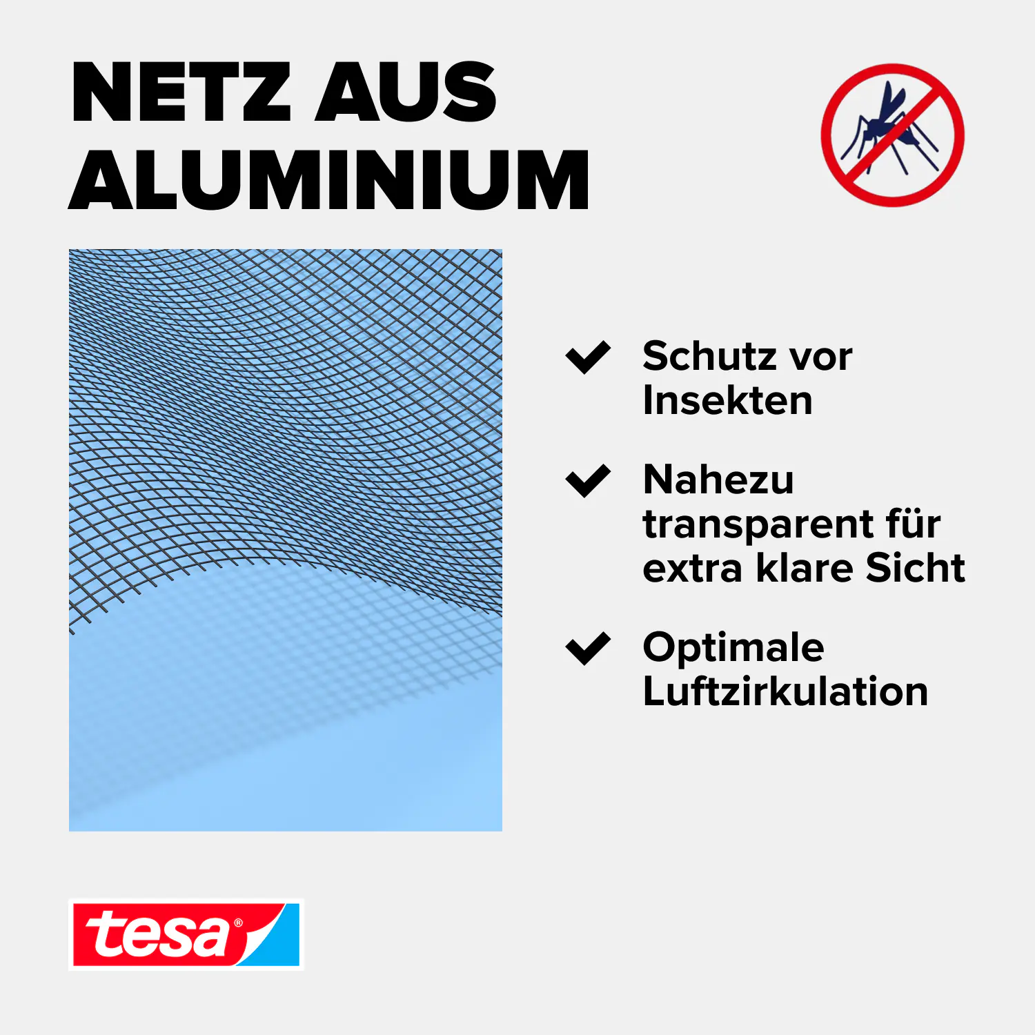 tesa Insektenschutz-Gitter COMFORT Ersatzrolle 100 x 120 cm grau