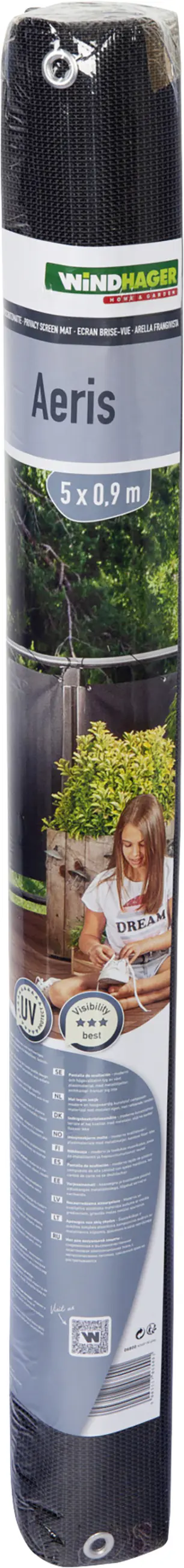 Windhager Balkonsichtschutz Aeris 0,9 x 5 m Titan