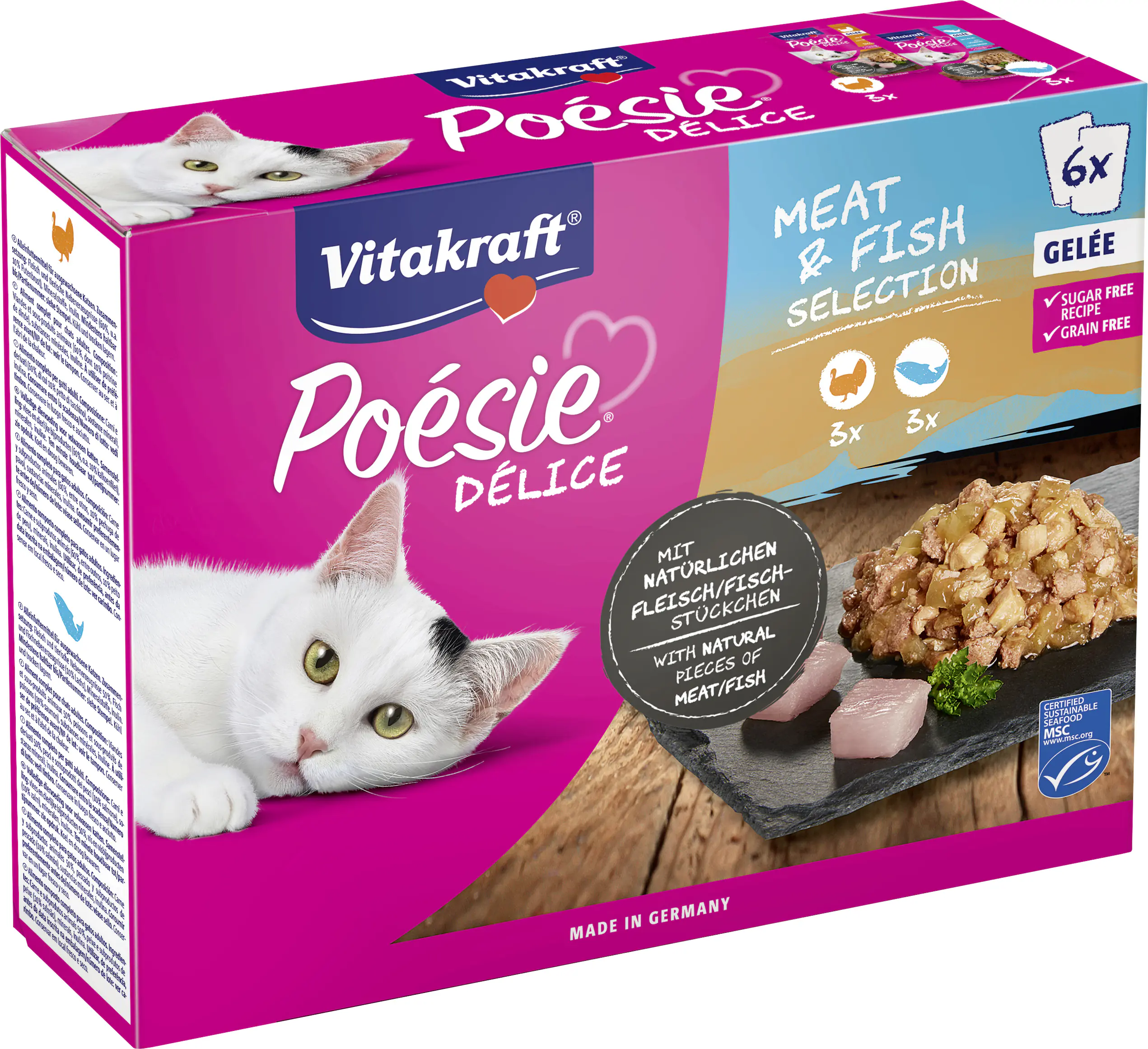 Vitakraft Poésie Katzenfutter Délice Gelée Meat & Fish Selection 6 x 85 g