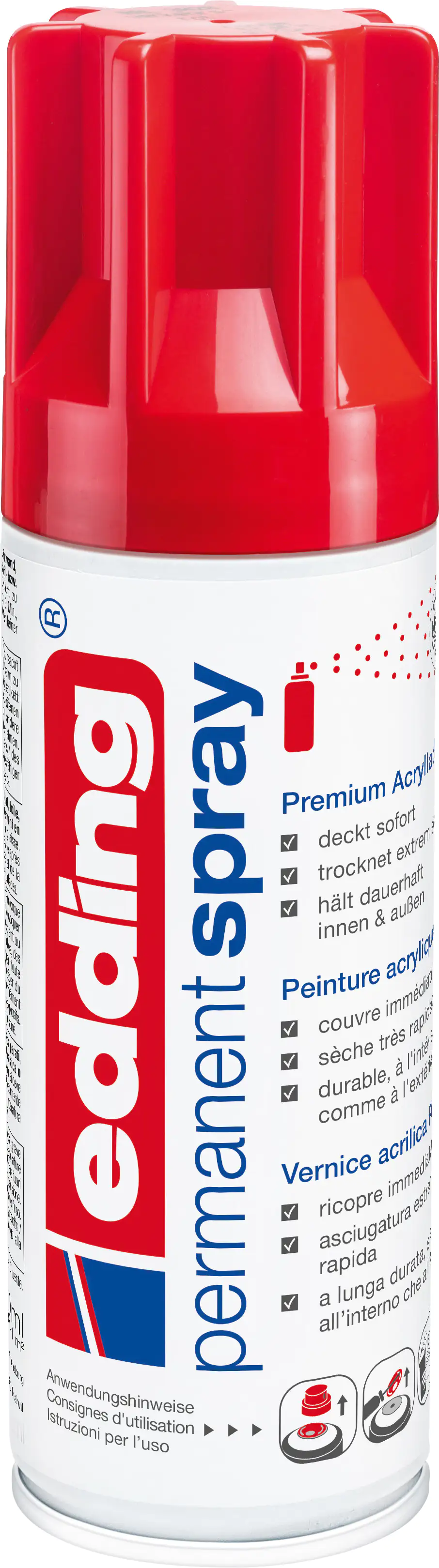 4004764956524_2040106 edding 5200 Permanent Spray Premium Acrylic Paint, verkehrsrot, glänzend