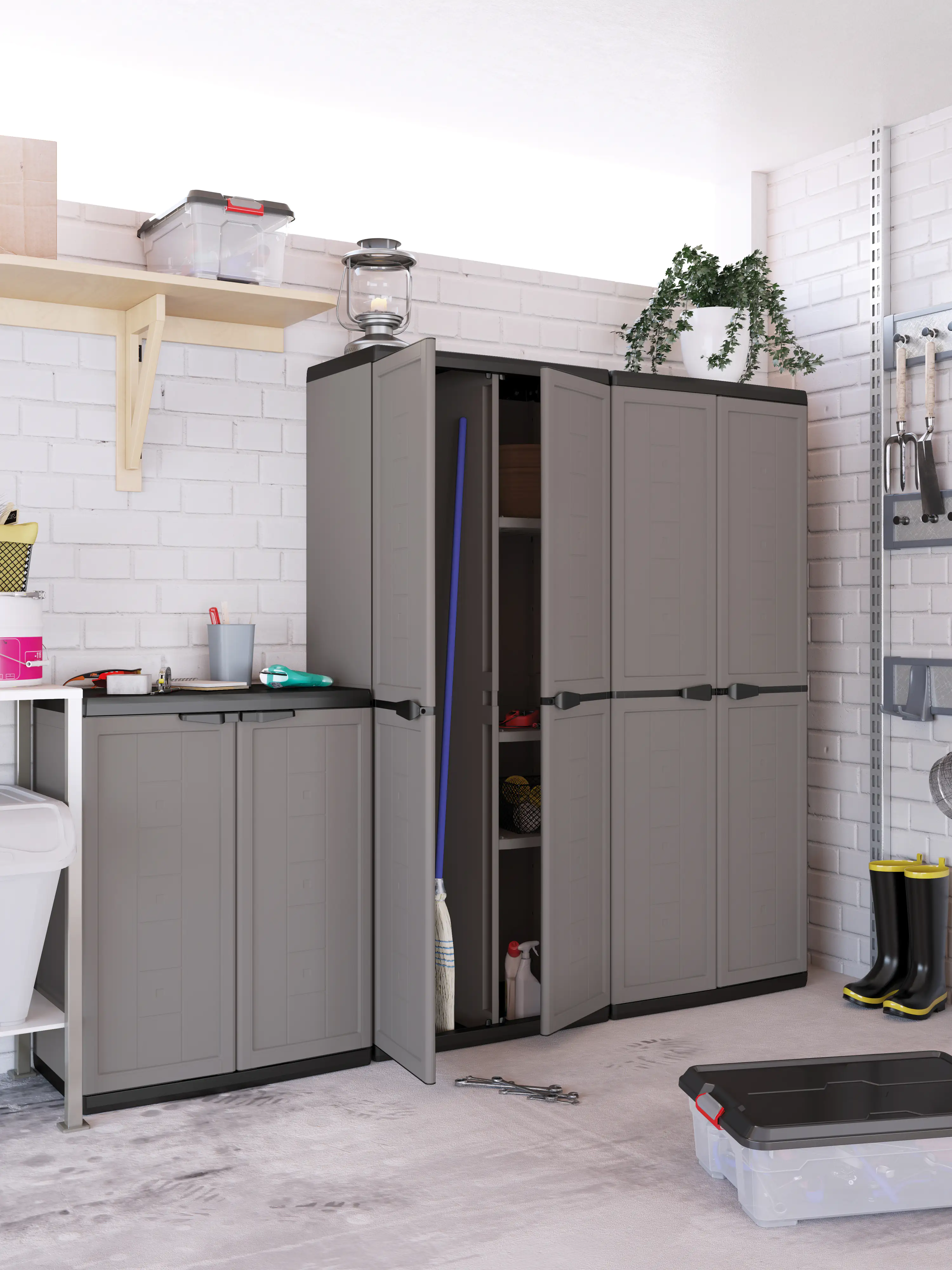 Kis Kunststoffschrank Jolly 2er Set 173 x 68 x 39 cm & 93 x 68 x 39 cm