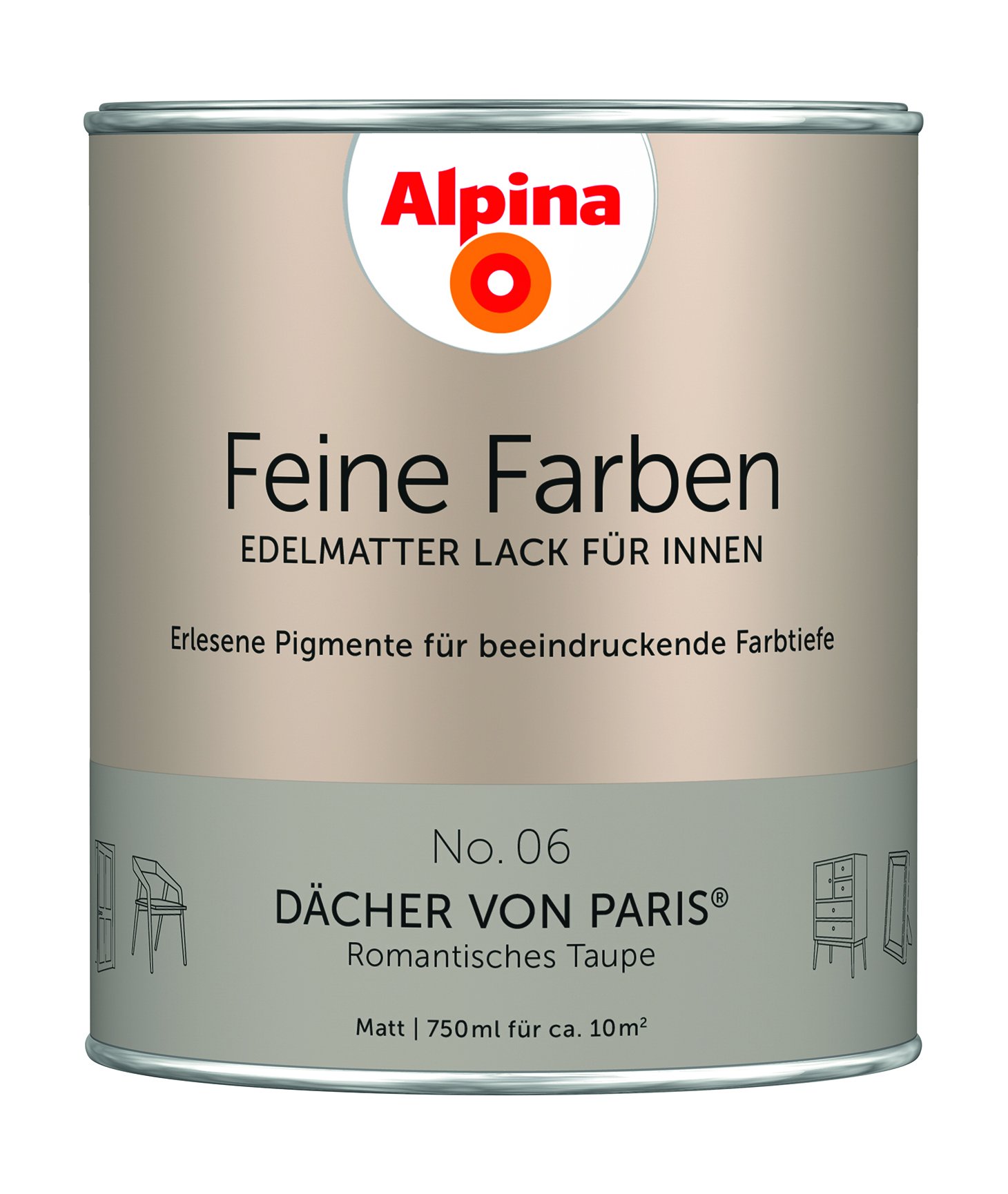 Alpina Feine Farben Lack No. 06 Dächer von Paris - taupe 750 ml