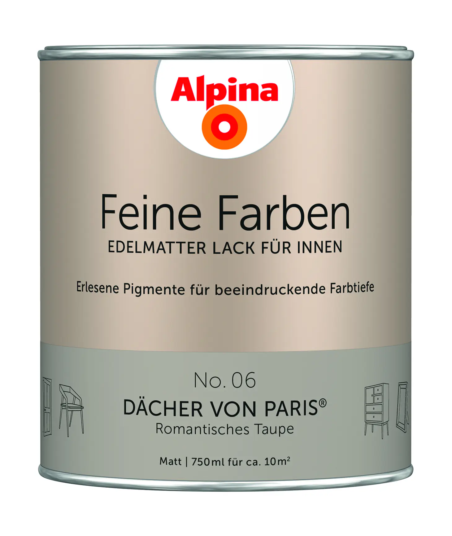 Alpina Feine Farben Lack No. 06 Dächer von Paris - taupe 750 ml