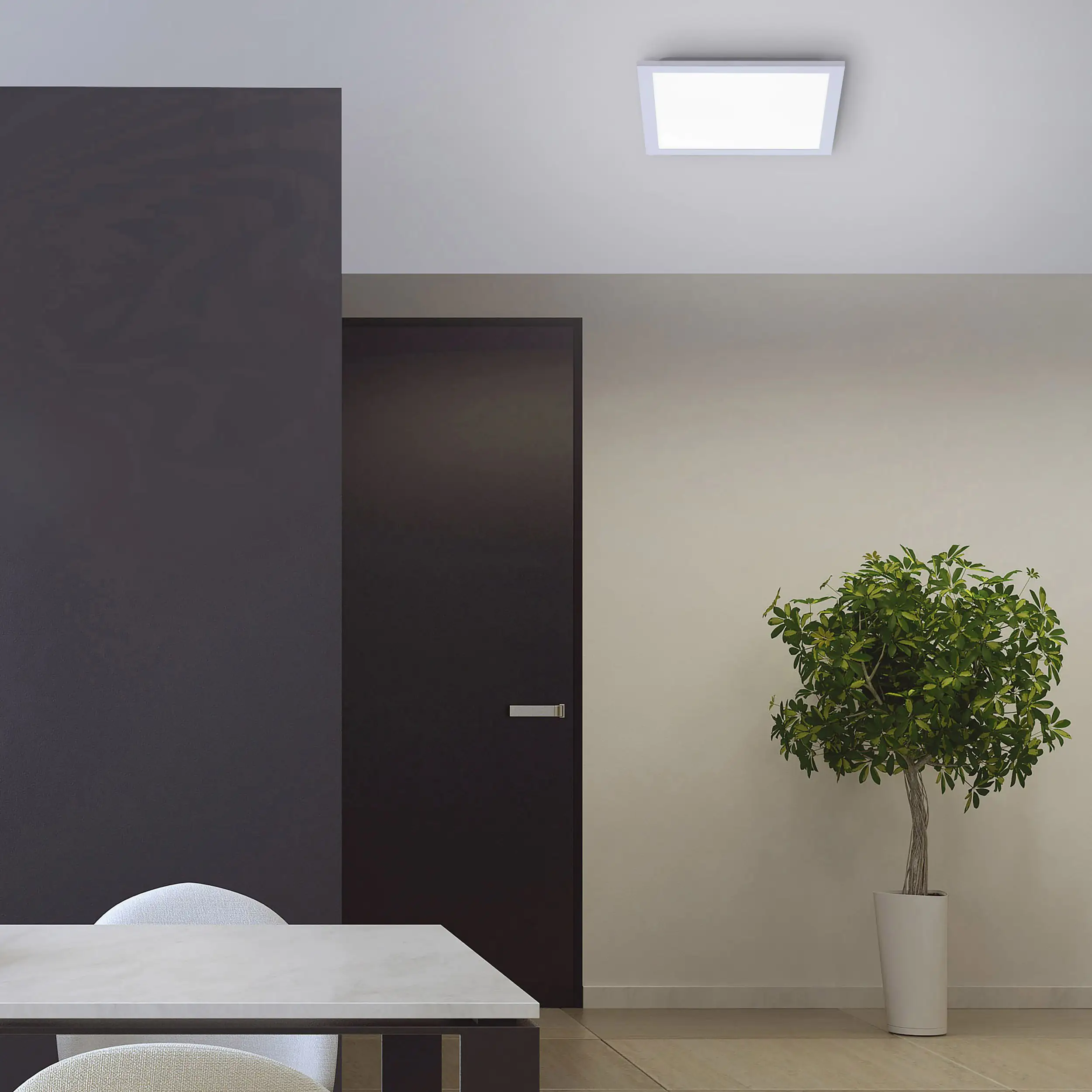 JustLight LED Deckenleuchte Flat silber 29,5 x 29,5 cm dimmbar