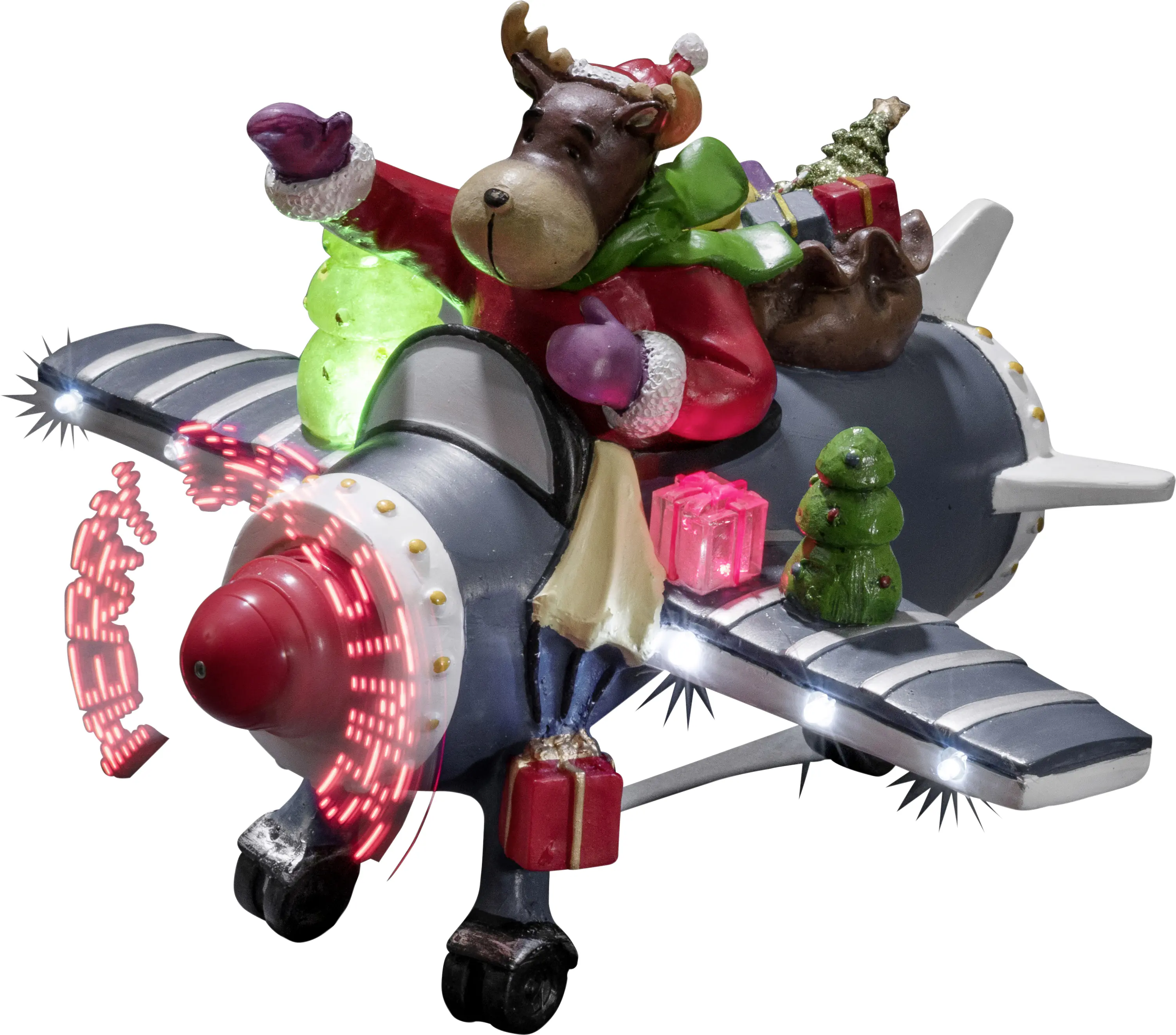 Konstsmide LED Szenerie Rentier im Flugzeug 25 x 21 x 17 cm