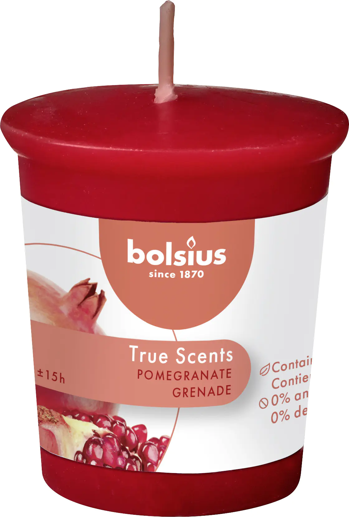 Bolsius Duftkerze Granatapfel, Höhe 5,3 cm, Ø 4,5 cm