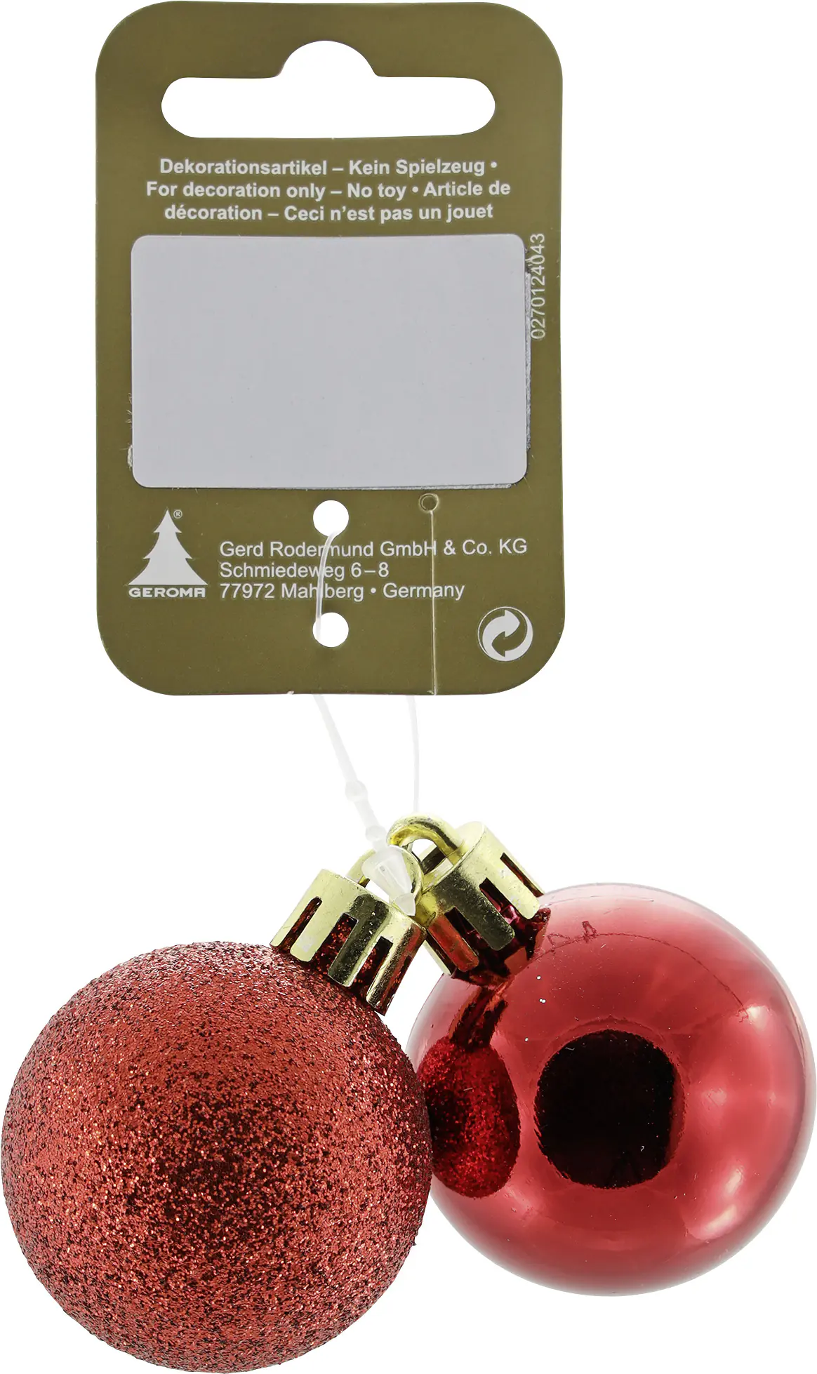 Weihnachtskugeln aus Kunststoff Ø 4 cm rot 2 Stück