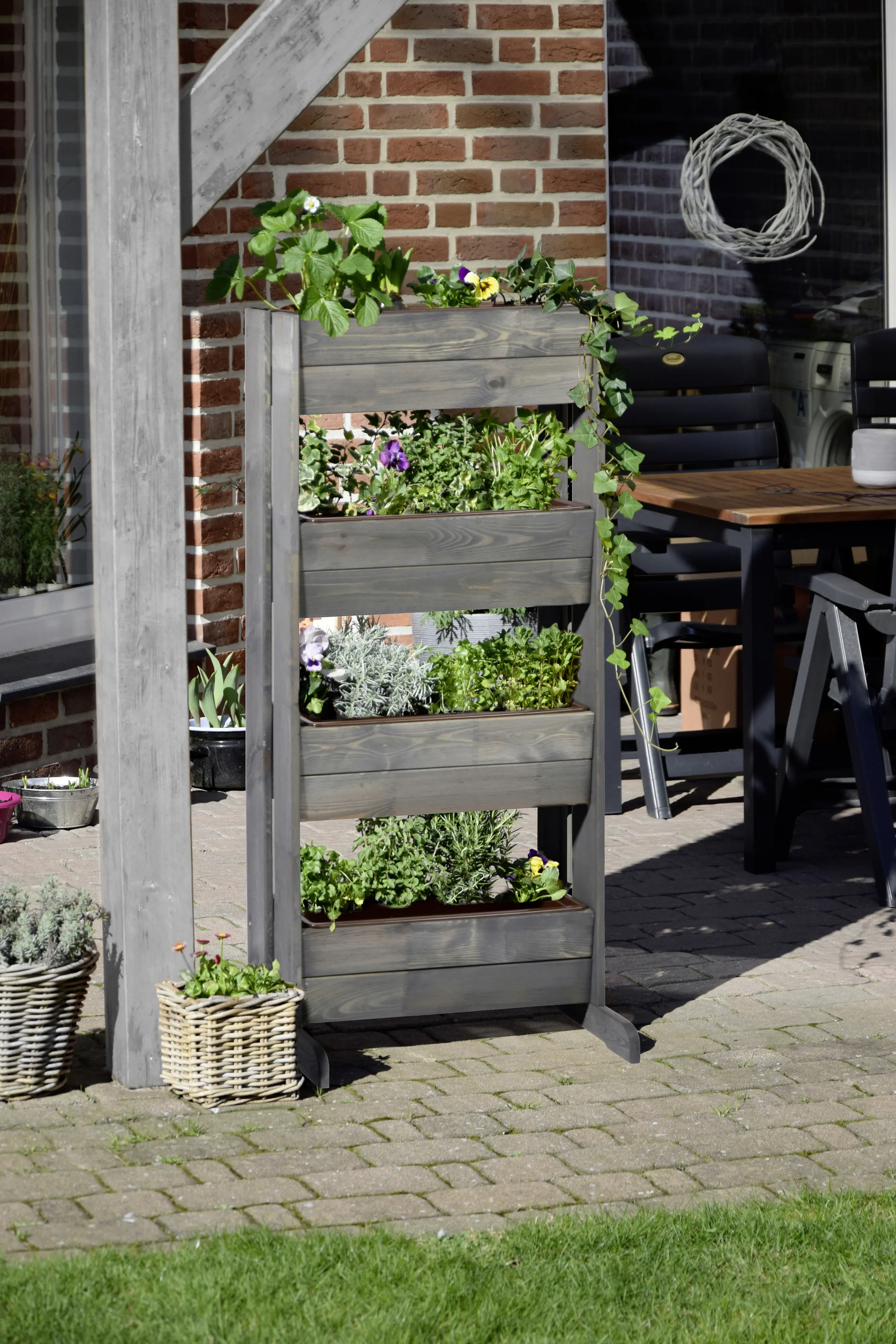 Dobar Vertikalbeet mit 4 Pflanzkästen, anthrazit