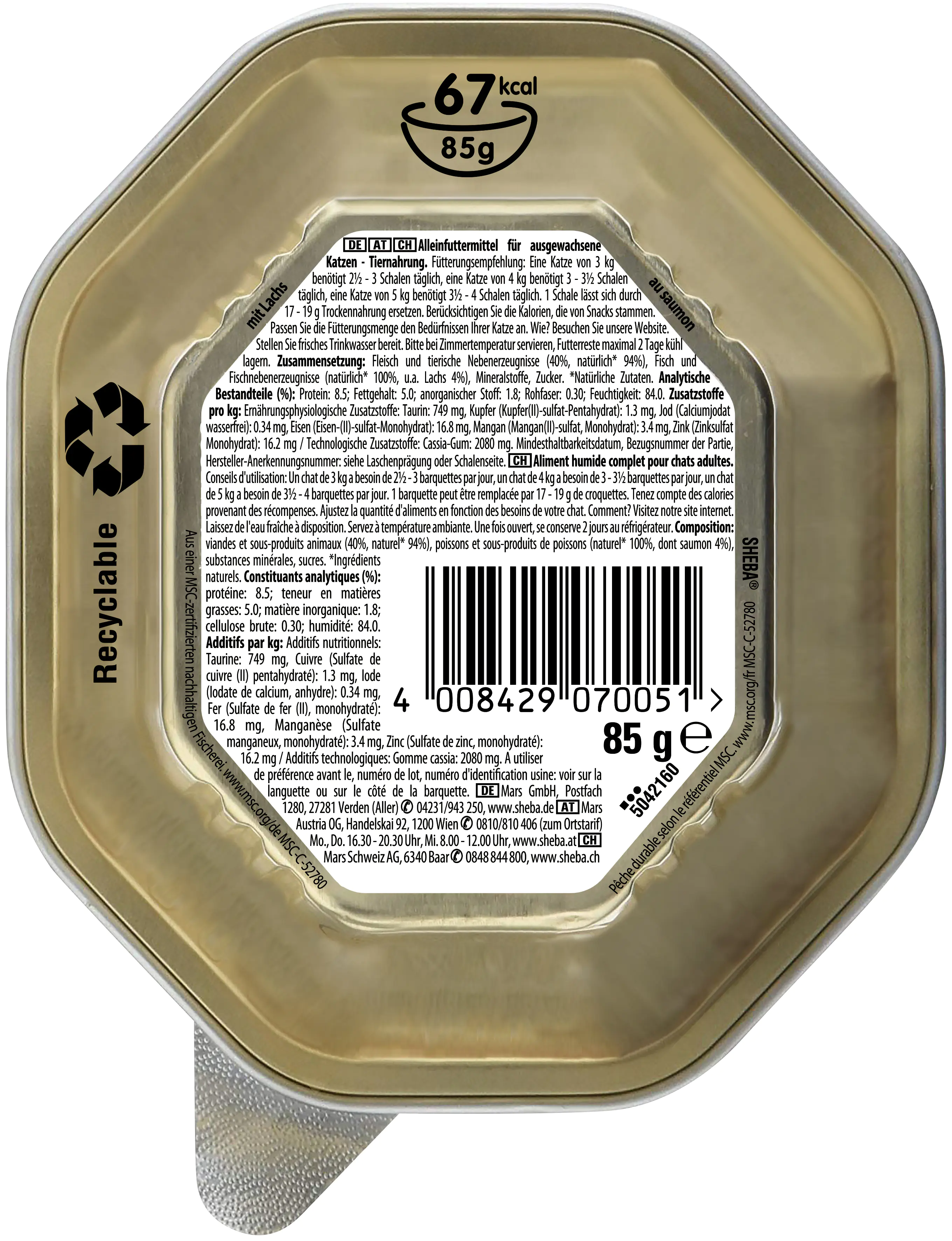 Sheba Delikatesse in Gelee Geschnetzeltes mit Lachs Katzenfutter 85 g Sheba Delikatesse in Gelee Geschnetzeltes mit Lachs Katzenfutter 85 g