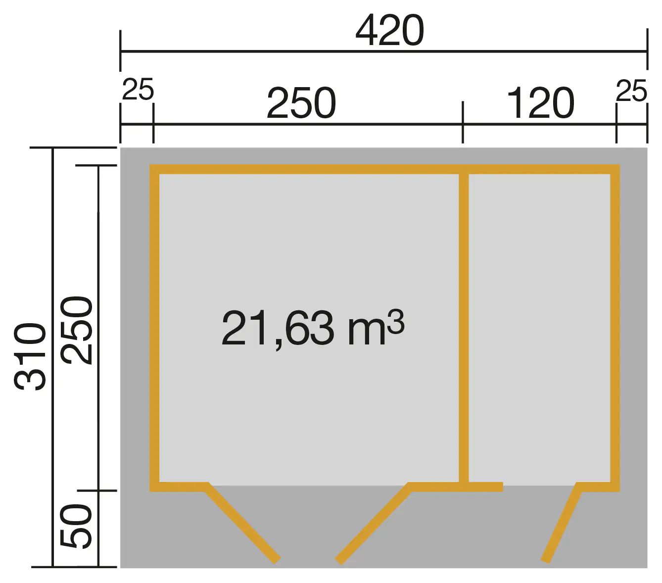Weka Gartenhaus Luisa 370 x 250 cm anthrazit mit Fußboden