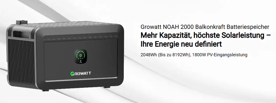 Growatt Balkonkraftwerk-Speicher Noah 2000  2048 Wh, 2 MPPT, erweiterbar
