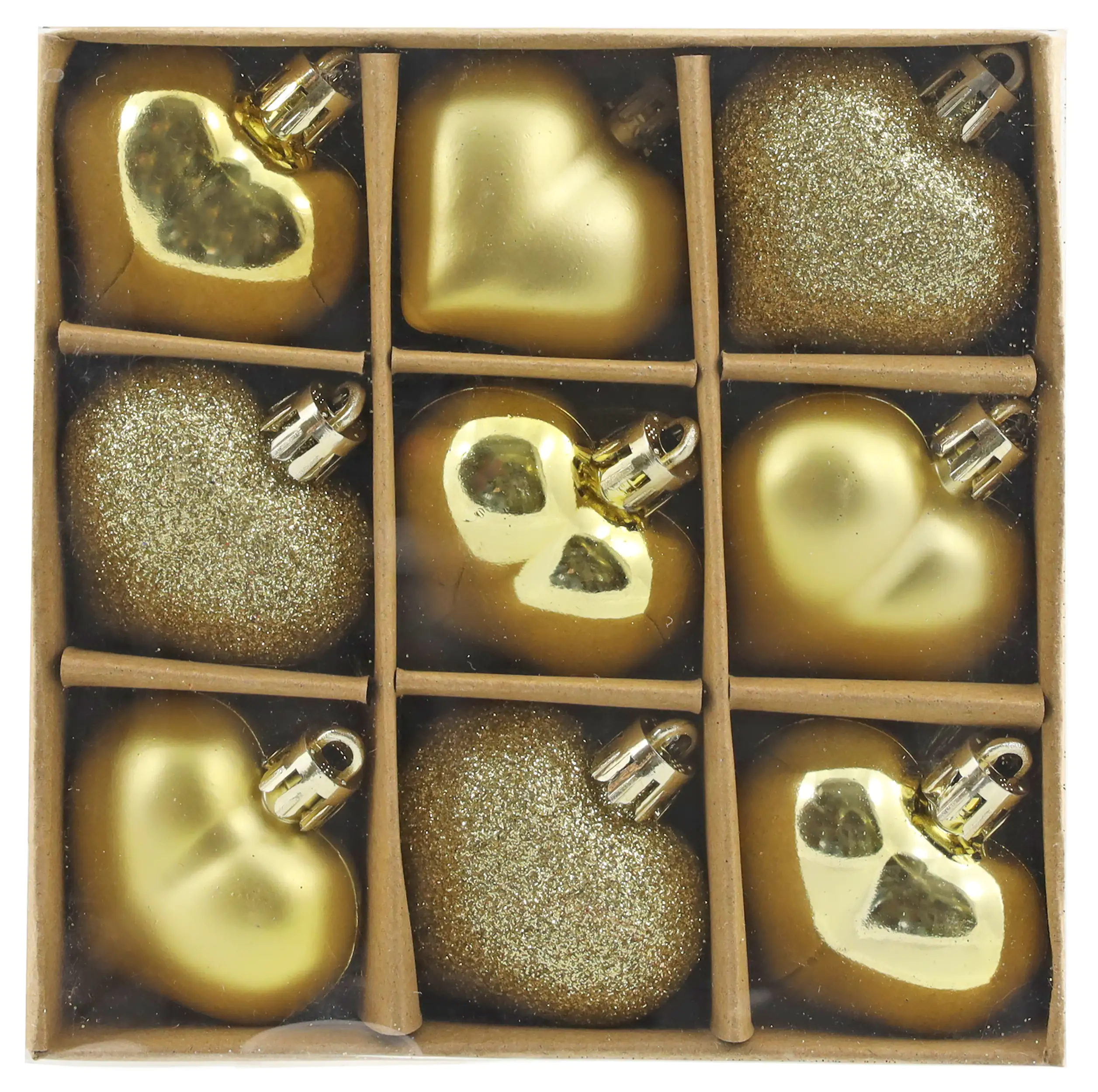 Herzen zum Hängen gold, 9 Stück Herzen zum Hängen gold, 9 Stück