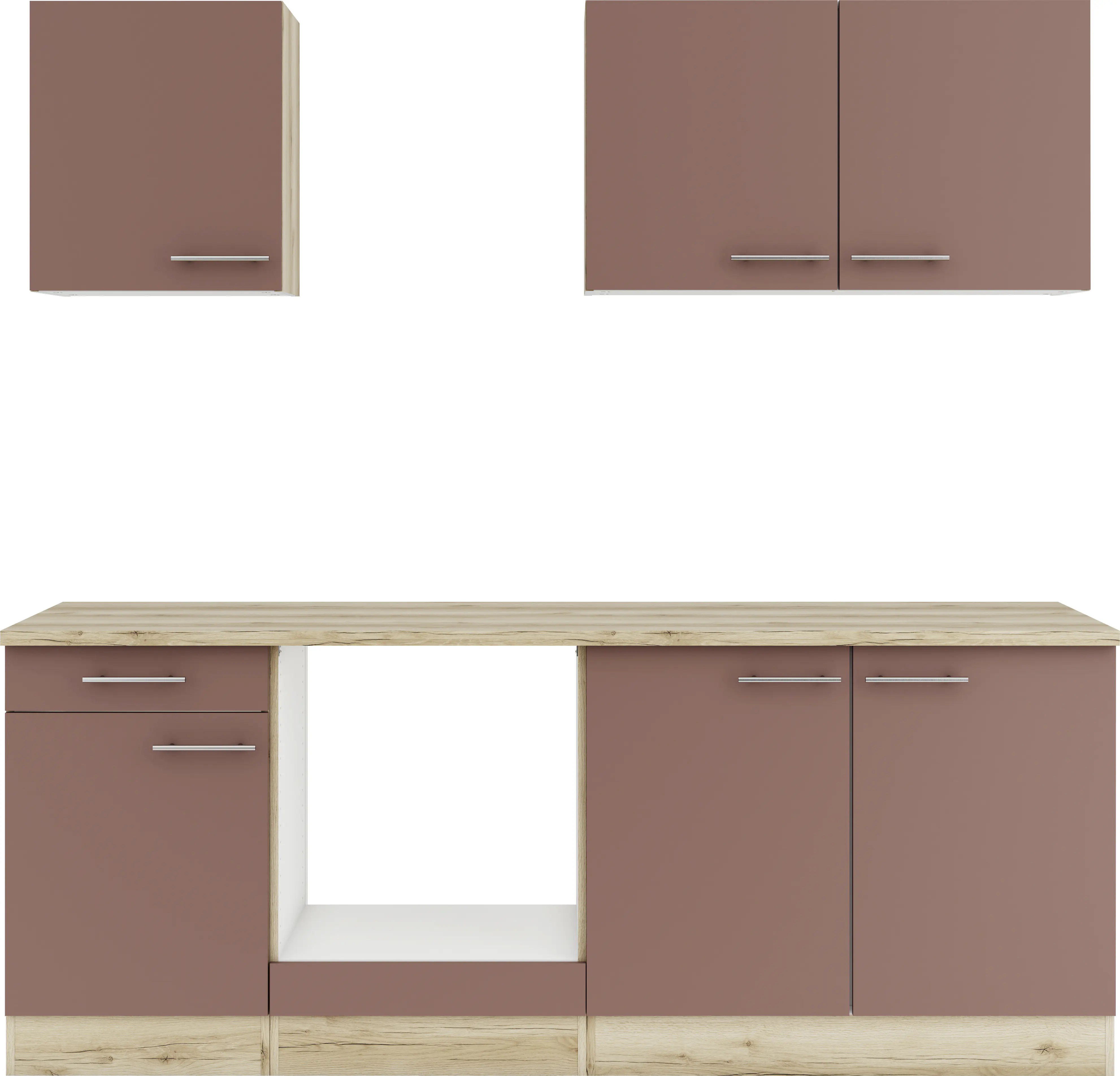 Optifit Küchenzeile Bari 407 ohne Geräte rostrot 210 cm