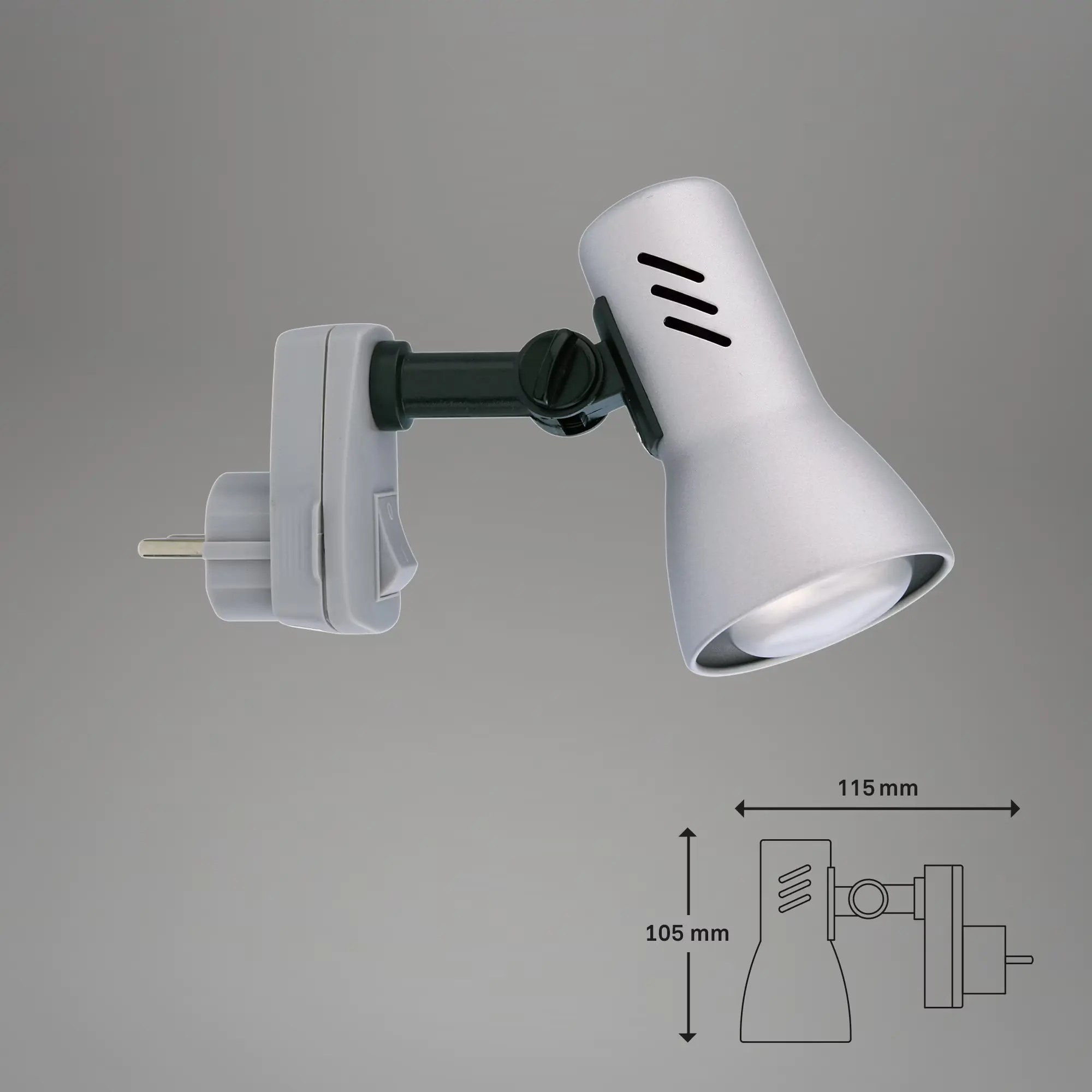 Briloner Steckerleuchte Fiche titanfarbig