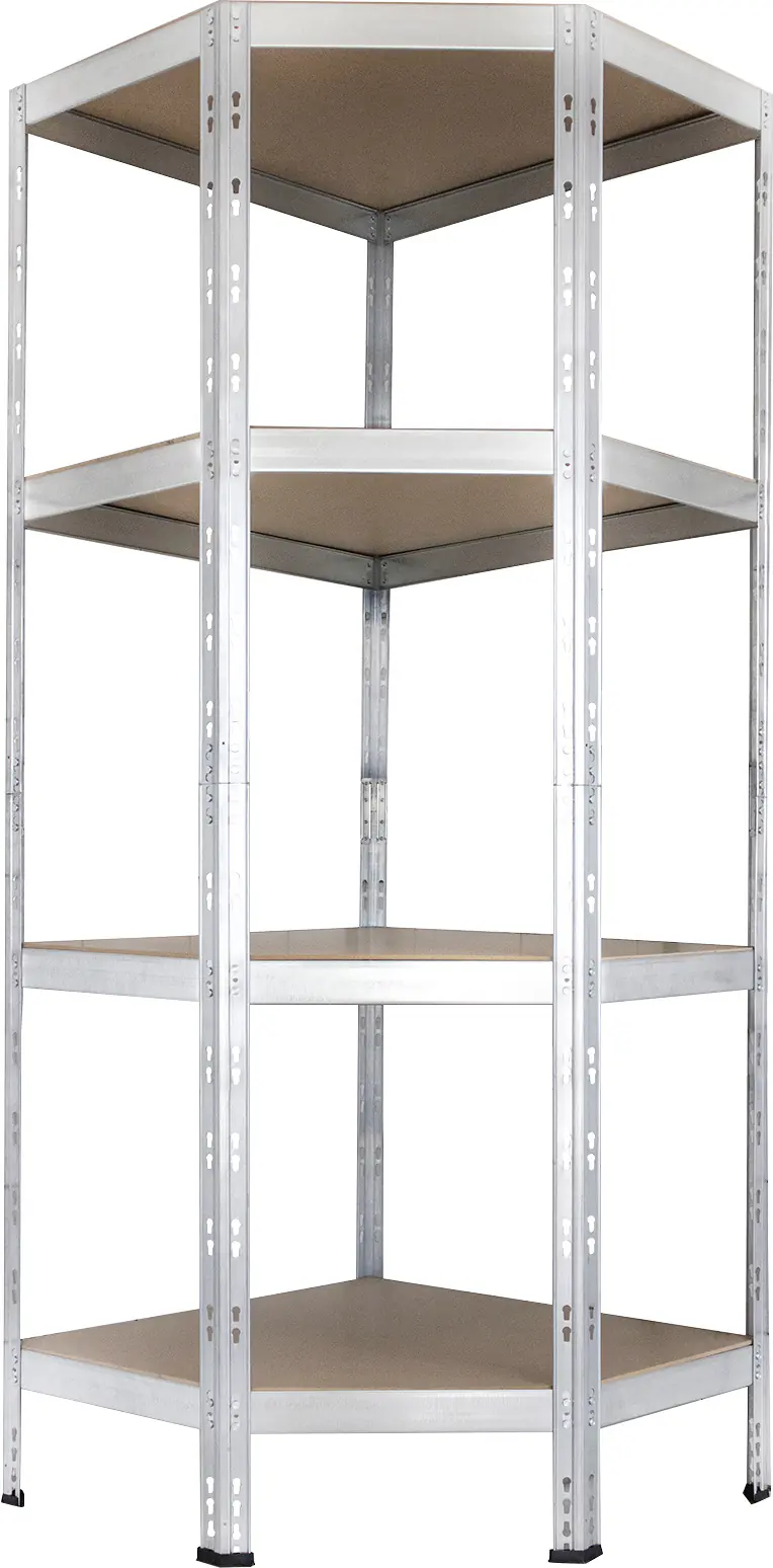 Ar Shelving Eck-Schwerlastregal Rivet Budget verzinkt 180 x 70 cm 4 HDF Böden 700 kg