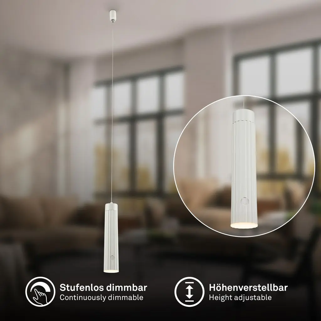 Briloner LED Akku-Pendelleuchte altweiß 3,5W warmweiß dimmbar