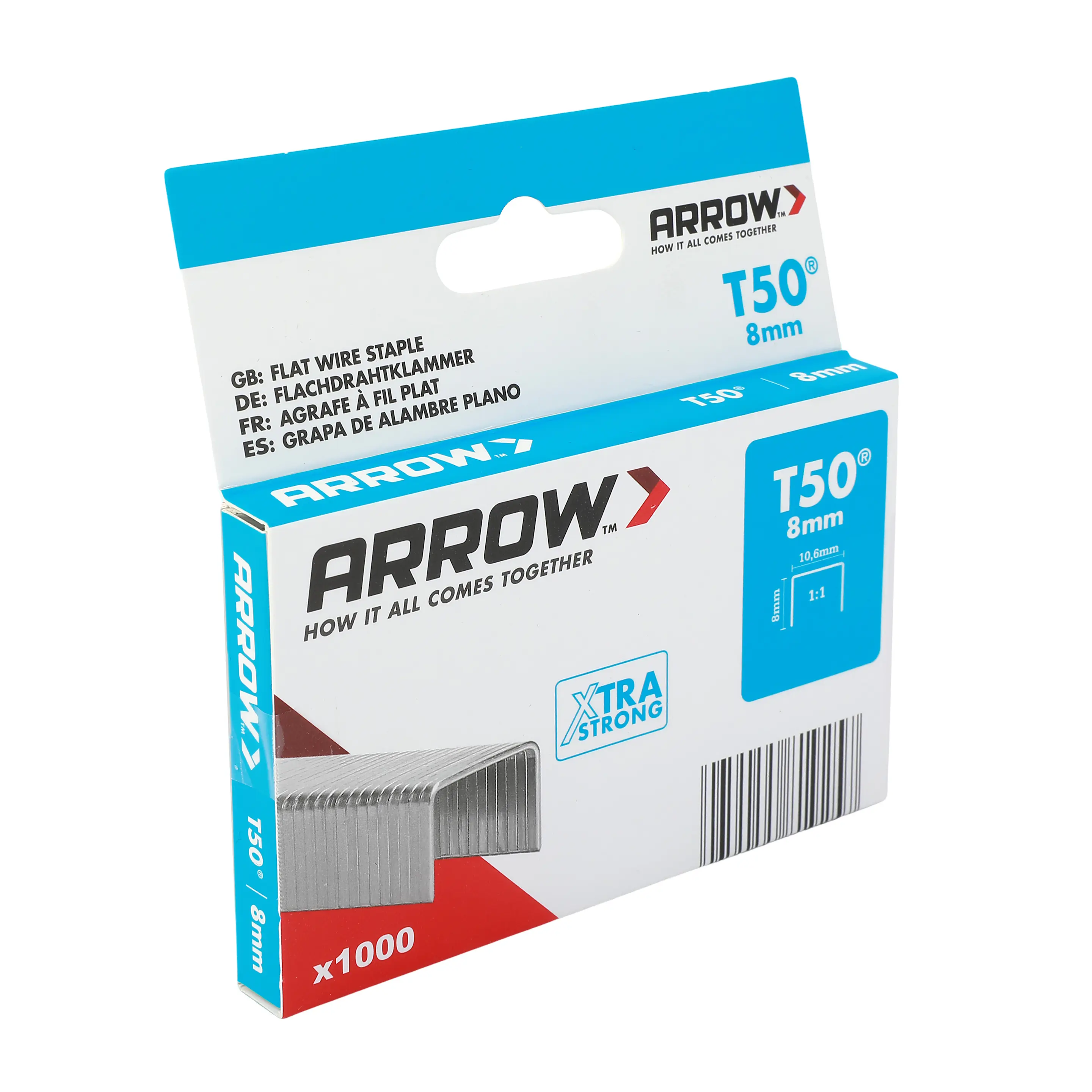 Arrow Tackerklammer Flachtdraht T50 8 mm Folie 1000 Stück