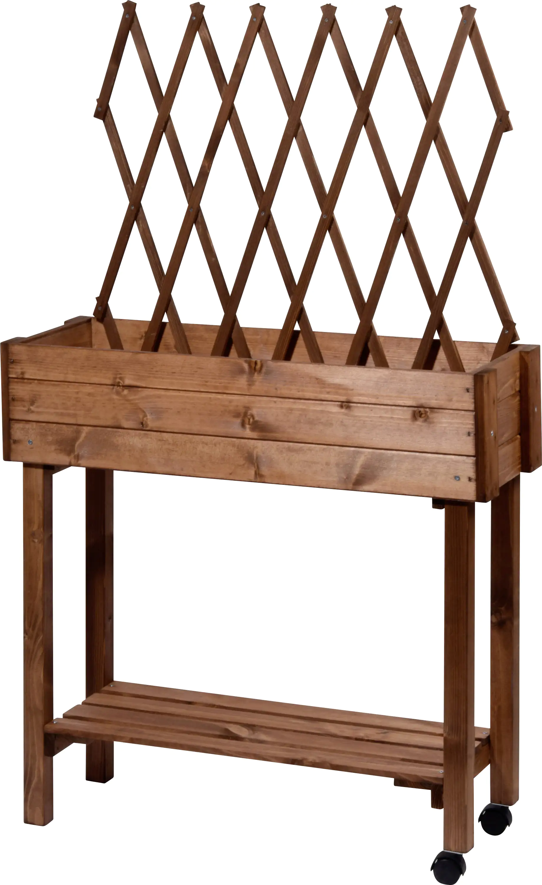 Dobar Rollbares Hochbeet mit Rankgitter braun 79 x 28,5 x 130 cm