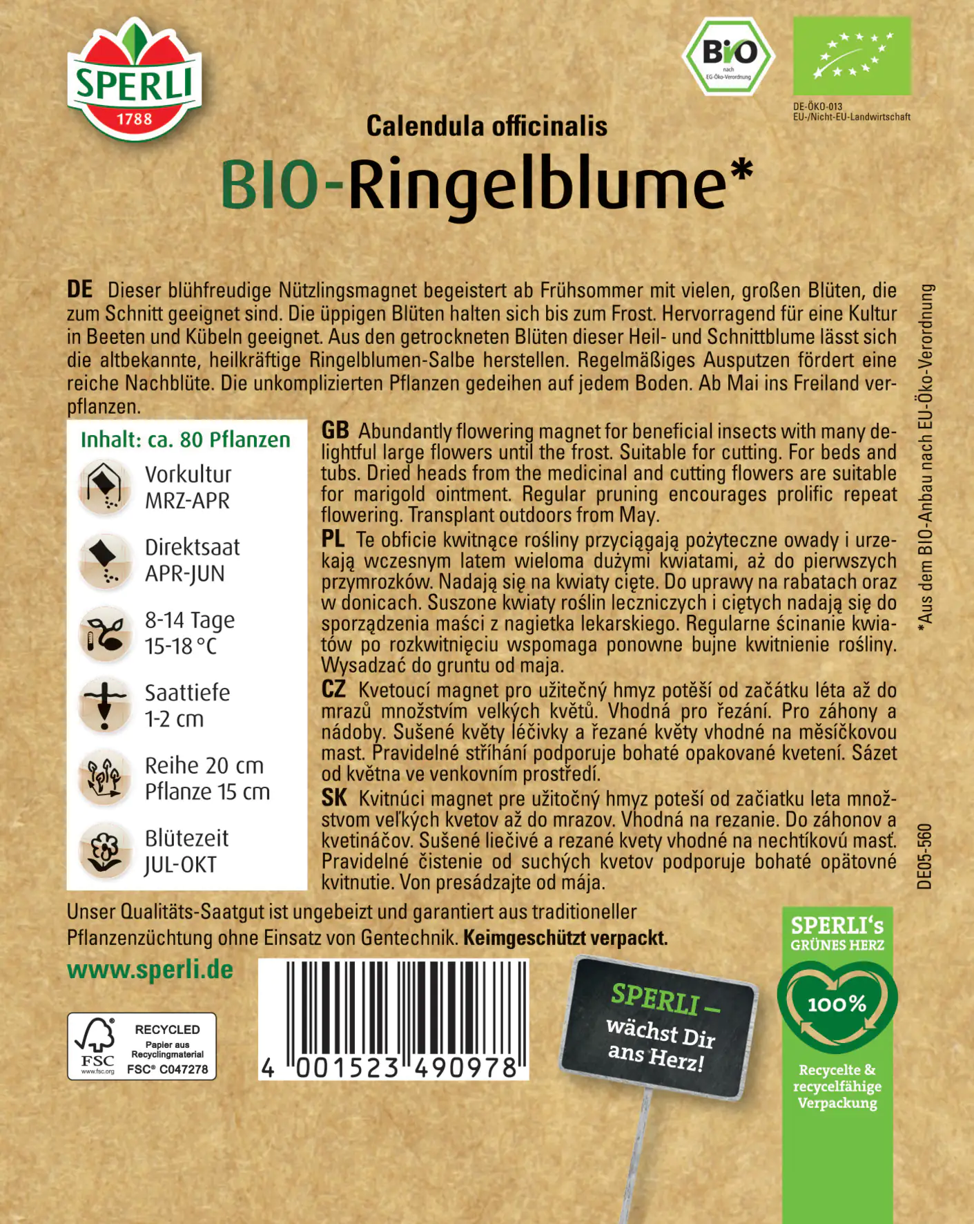 Sperli Bio Ringelblume