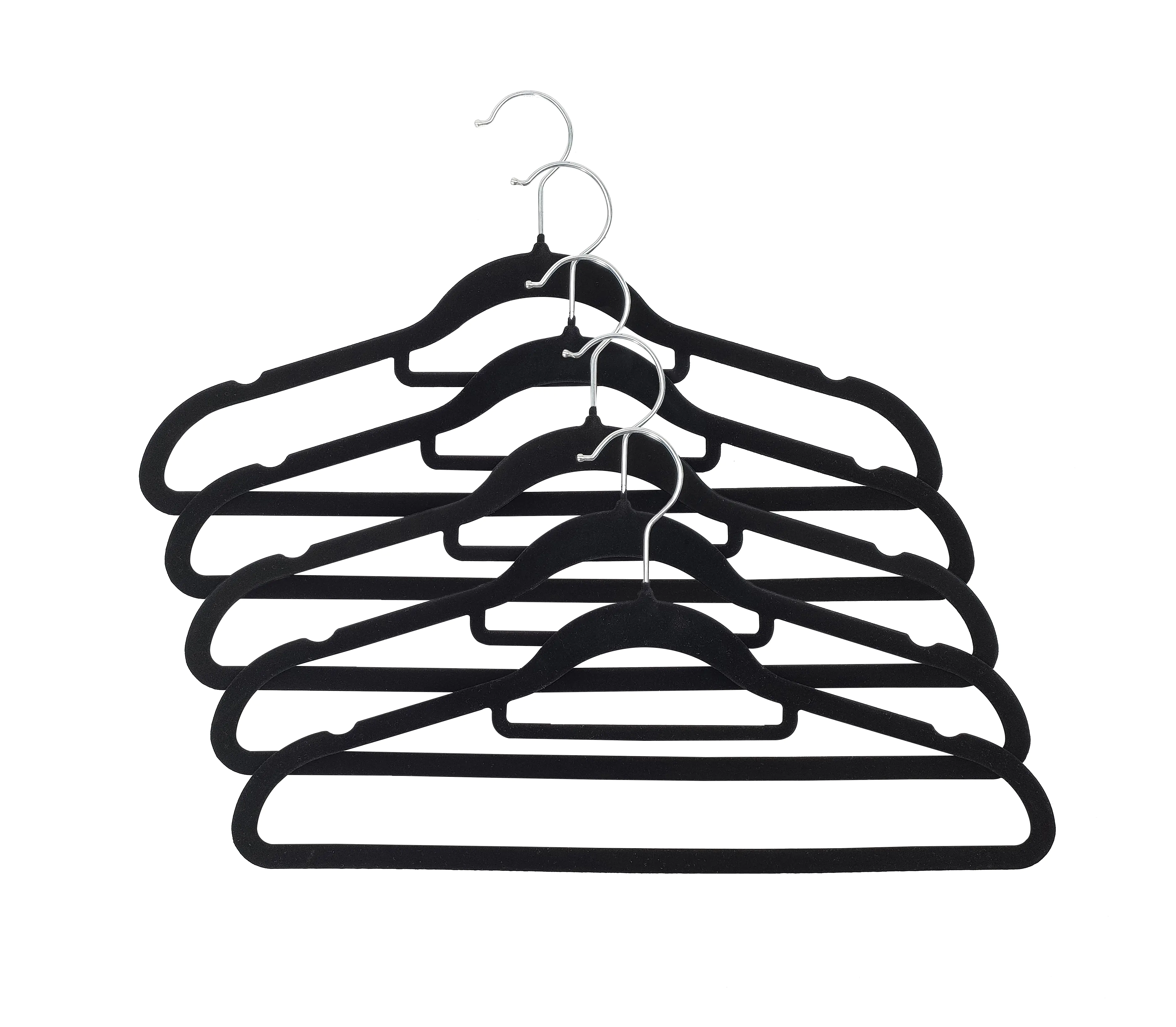 TrendLine Kleiderbügel mit Steg und Samtüberzug 5er Pack schwarz TrendLine Kleiderbügel mit Steg und Samtüberzug 5er Pack schwarz