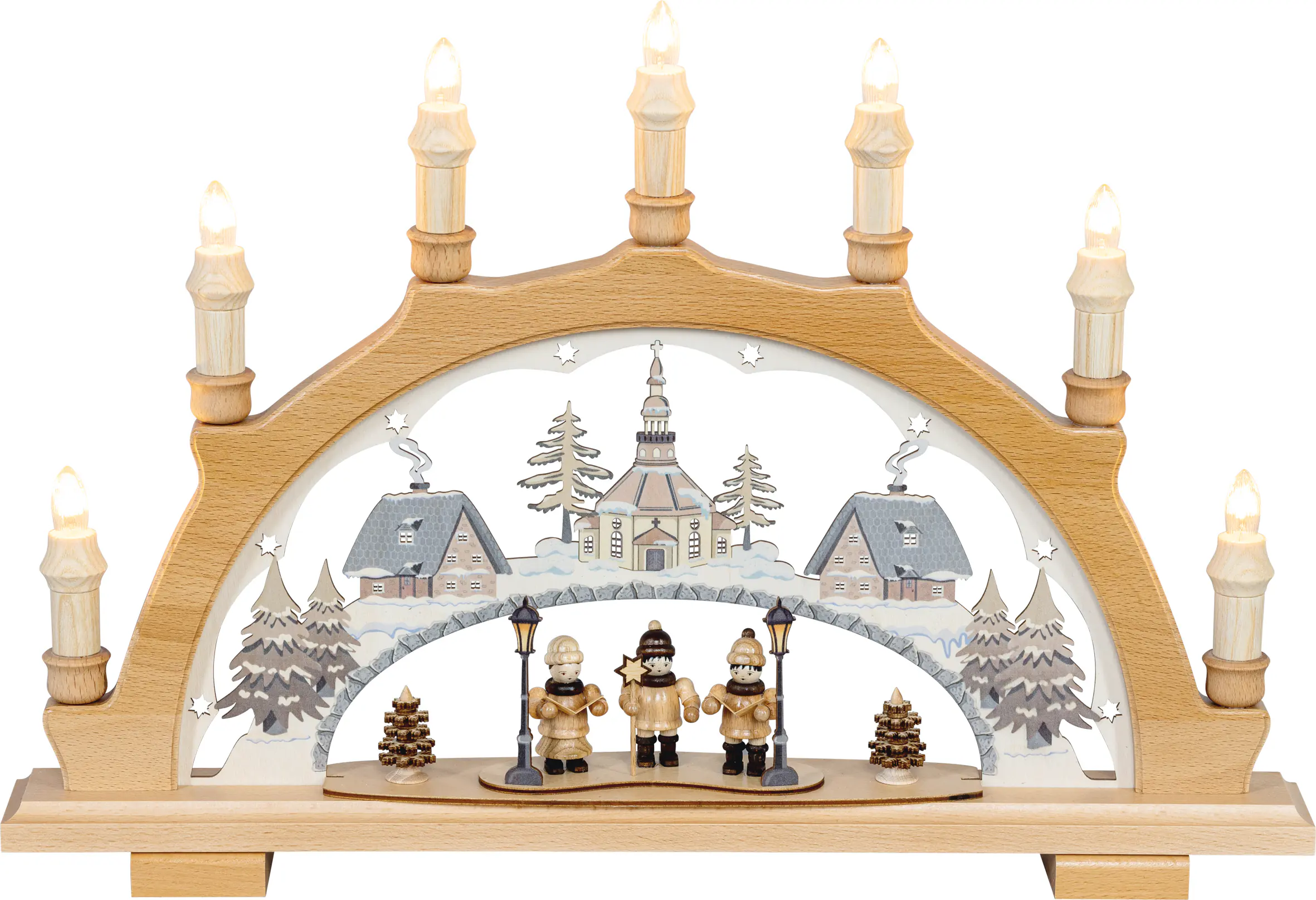 Saico LED-Schwibbogen Sternsinger Winter 7-flammig 49 x 33,5 cm warmweiß natur 
