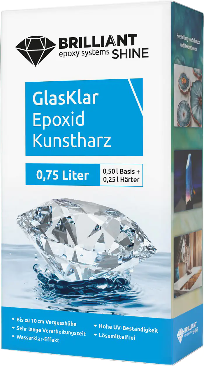 Brilliant Shine Epoxid Kunstharz Glasklar Epoxidharz A+B, 0,75L Brilliant Shine Epoxid Kunstharz Glasklar Epoxidharz A+B, 0,75L