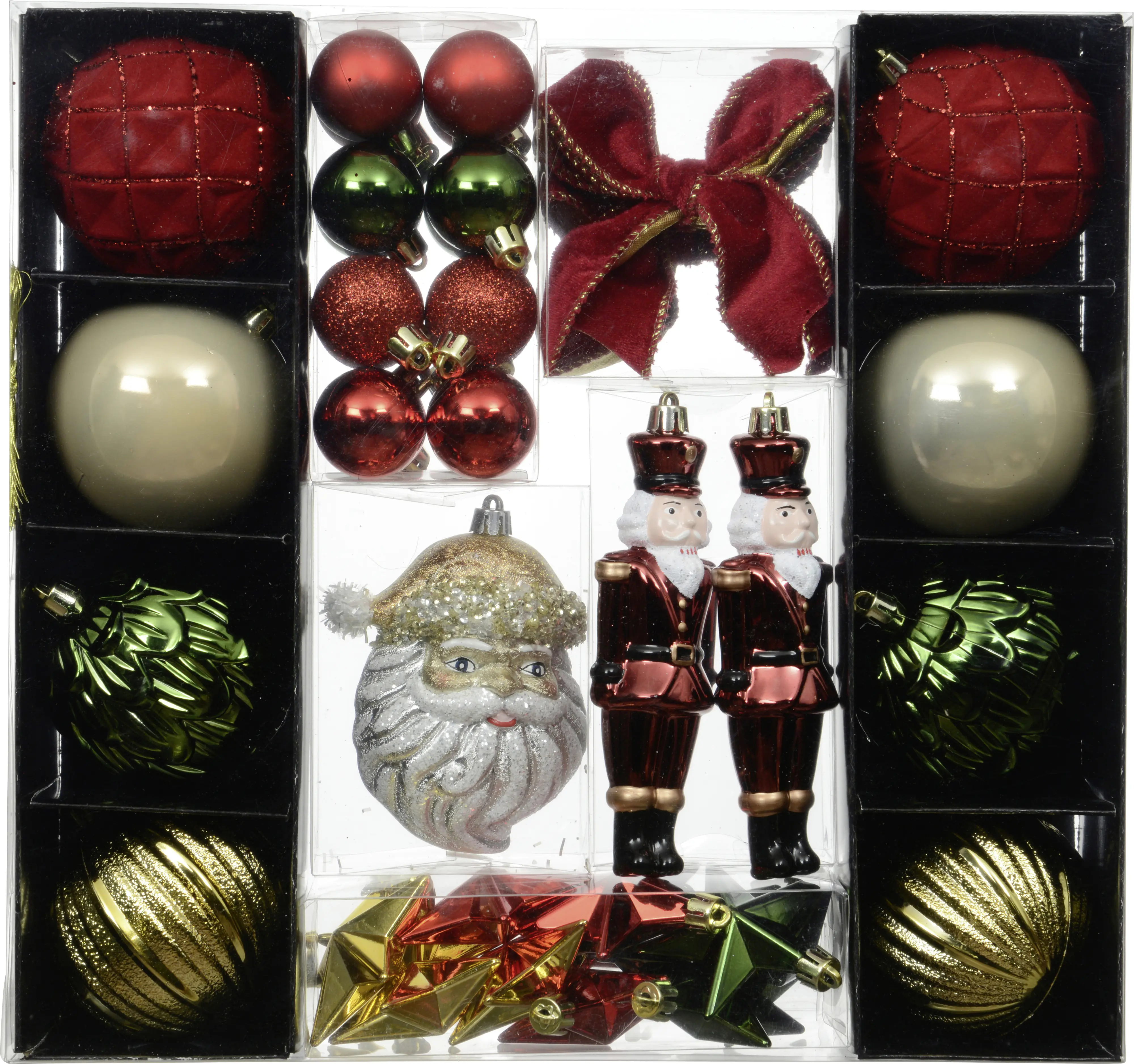 Decoris Weihnachtskugeln-Set aus Kunststoff 32 x 8 x 36,7 cm rot/grün/gold 30-teilig