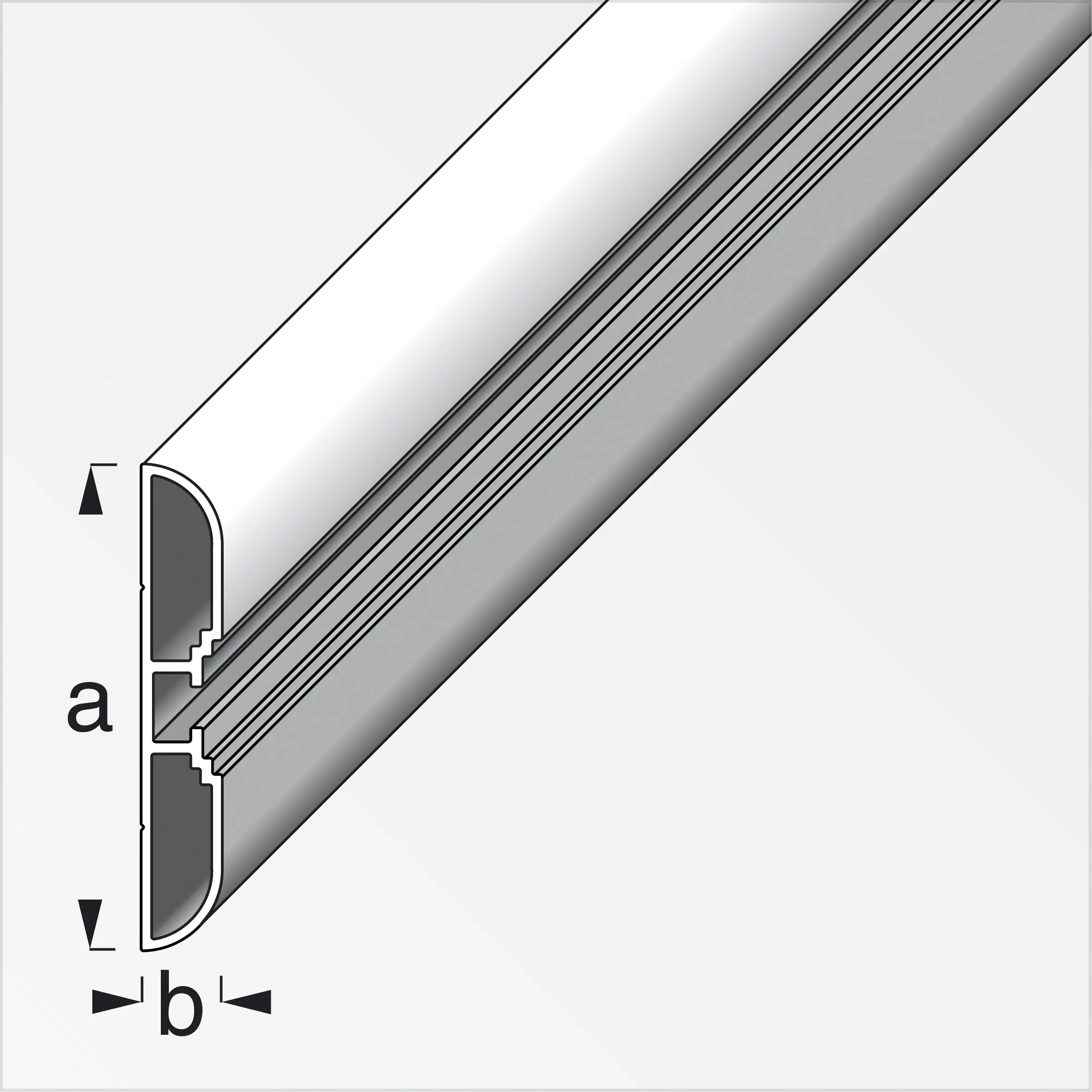 coaxis®-Profil, breit 2 m, 60 x 10 mm Aluminium roh blank