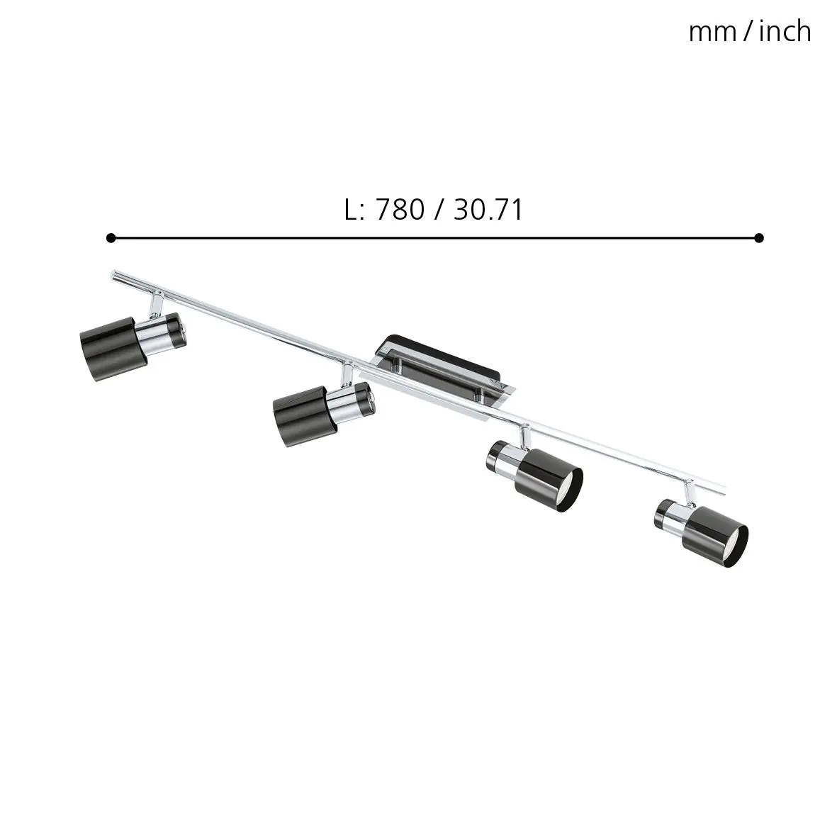 Eglo 4er Spot Davida 1 nickel-nero 78 x 7 cm GU10, warmweiß Eglo 4er Spot Davida 1 nickel-nero 78 x 7 cm GU10, warmweiß