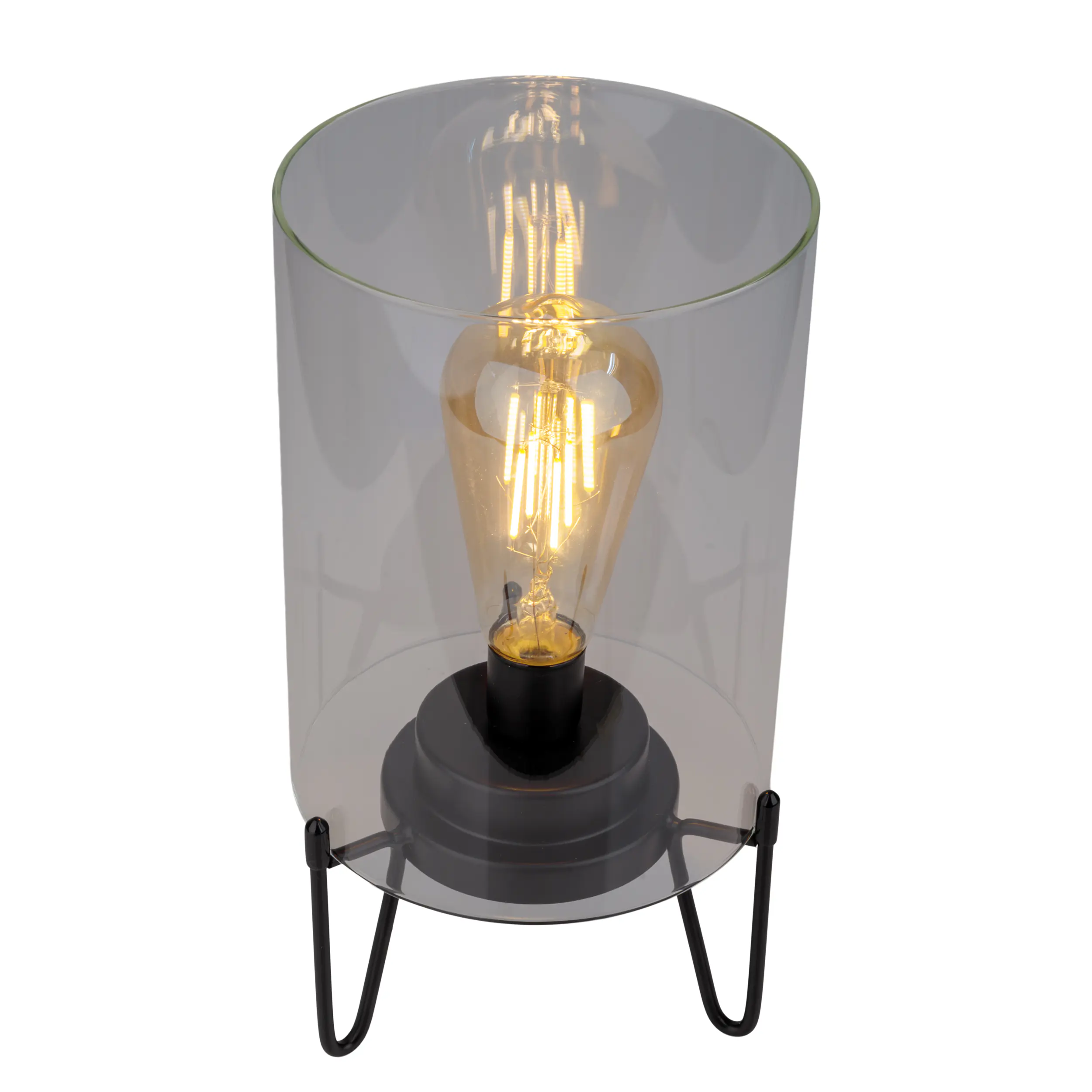 Light & More Akku LED-Tischleuchte Lonna 28,5 cm Ø 15 cm Glas