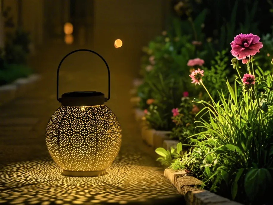 Dapo LED Solarleuchte Laterne Metall warmweiß