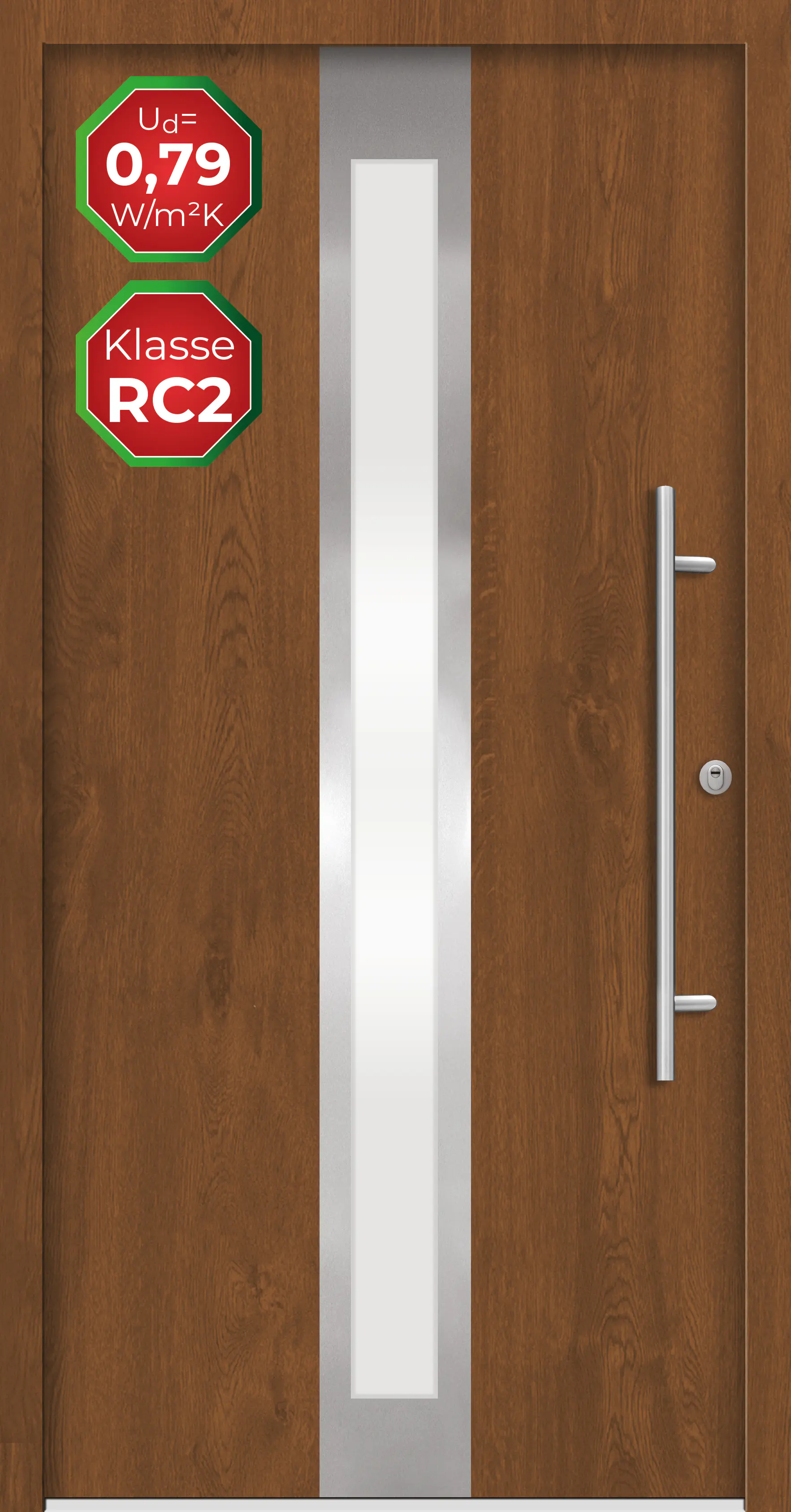 Splendoor Haustür Passivedoor Premium B01 RC2 Golden Oak DIN Rechts 100 x 210 cm