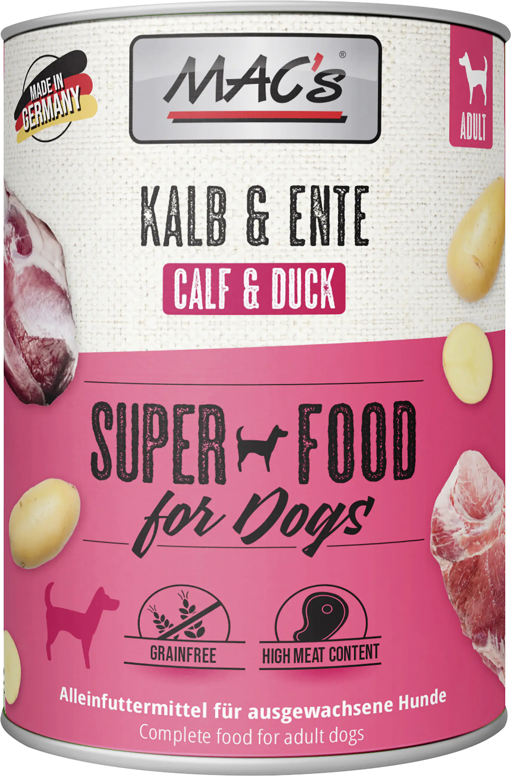 Macs Dog Hundenassfutter Adult getreidefrei 800 g Kalb & Ente Macs Dog Hundenassfutter Adult getreidefrei 800 g Kalb & Ente