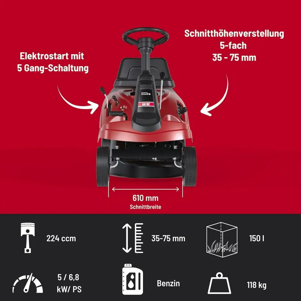 Güde Aufsitzrasenmäher GAR 602 M