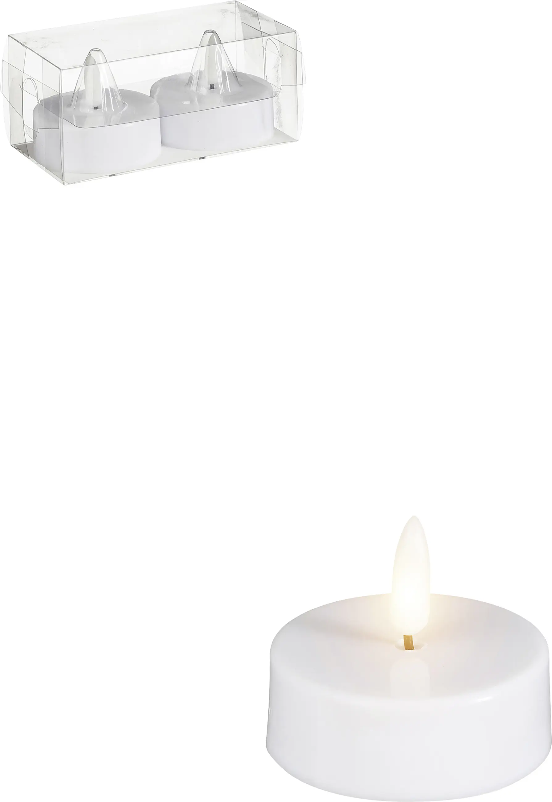 Mica Decorations LED Teelicht batteriebetrieben weiß Ø 6 x 5 cm warmweiß 2 Stück