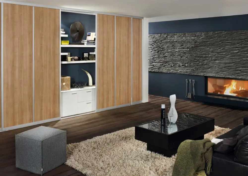 Ambiente Raumsysteme Schiebetür Bau-Set silber Kirschb. Zwetschge