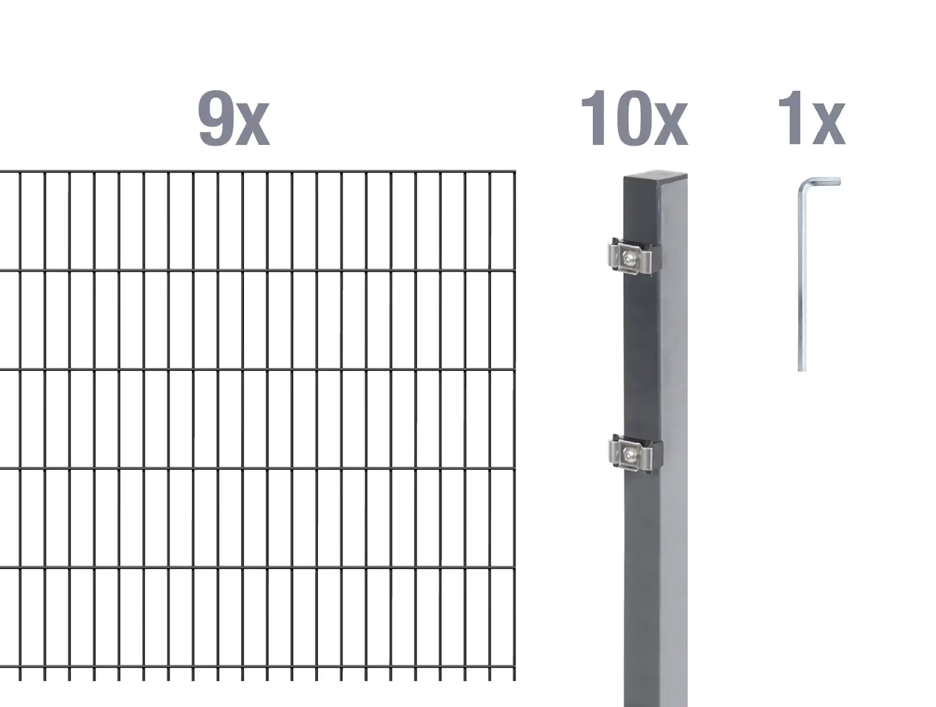 Alberts Doppelstabmatten-Grundset 18 m 200 x 80 cm 6/5/6 anthrazit Alberts Doppelstabmatten-Grundset 18 m 200 x 80 cm 6/5/6 anthrazit