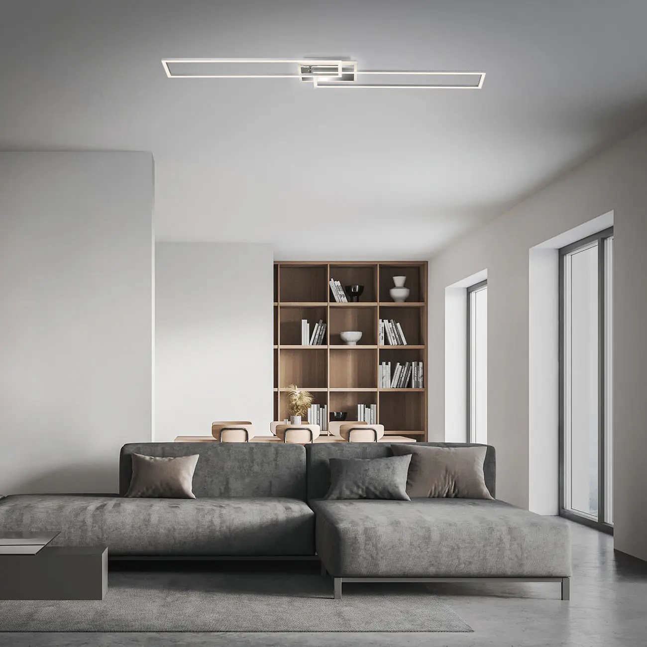 Briloner LED-Deckenleuchte Frame chrom 110 x 24,8 cm CCT dimmbar