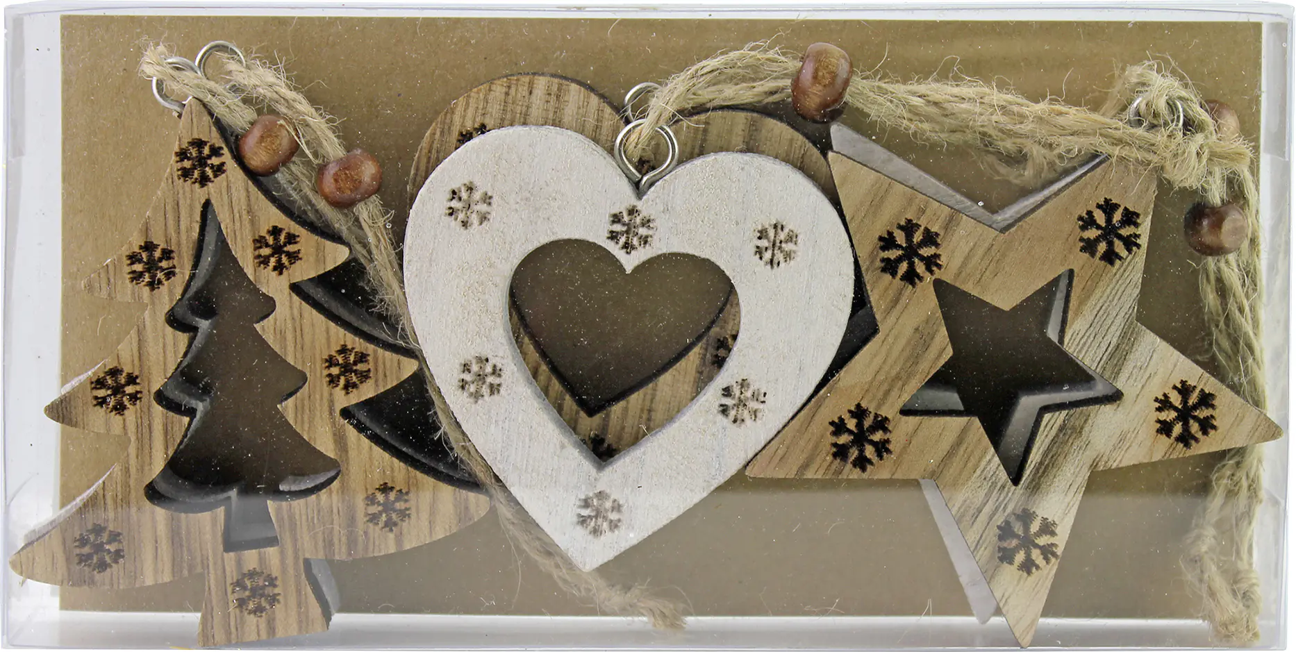 Weihnachtsanhänger Holzhänger 8 cm natur 6 Stück