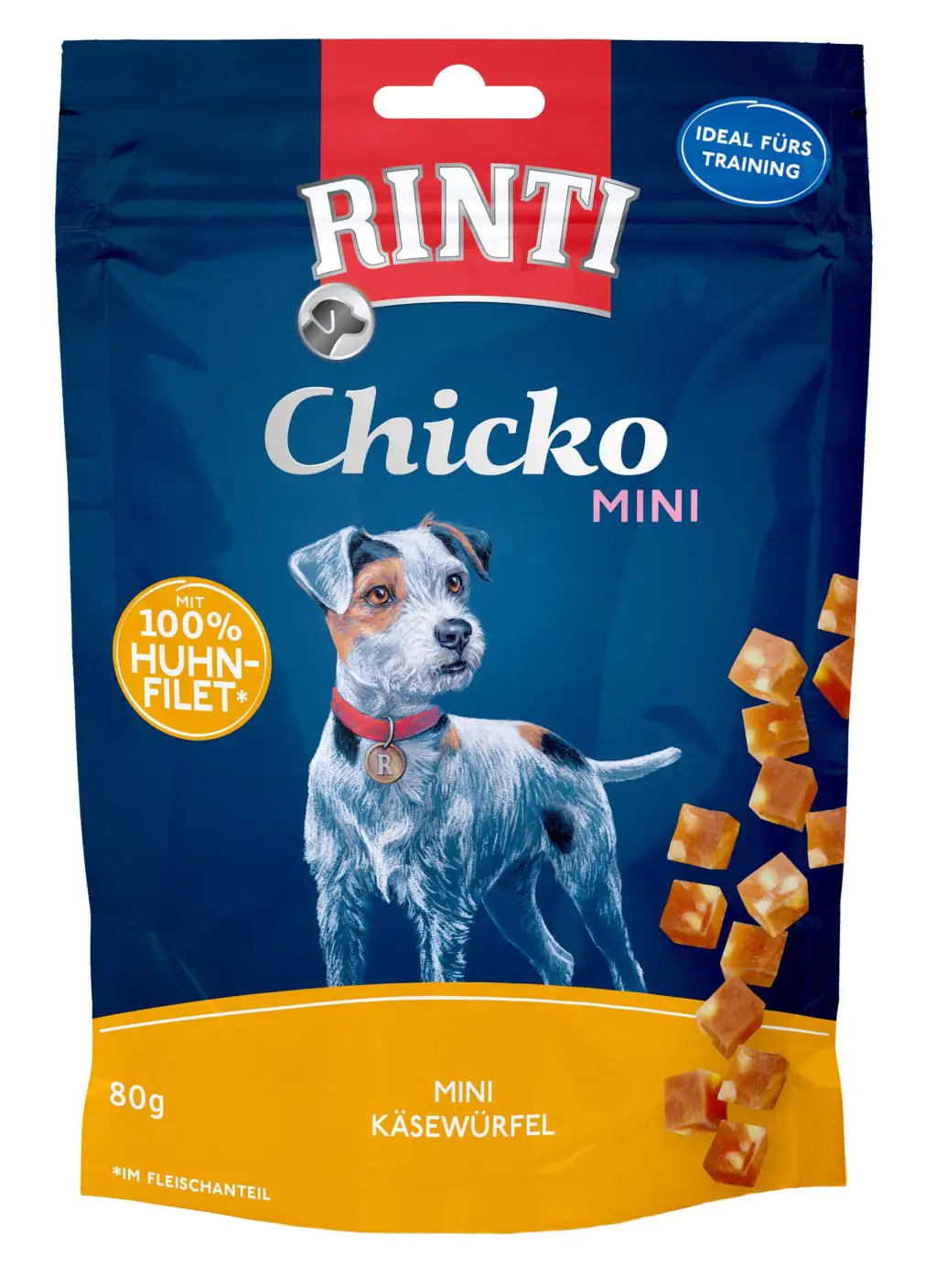Rinti Chicko Hundesnack Mini Käsewürfel Huhn 80 g