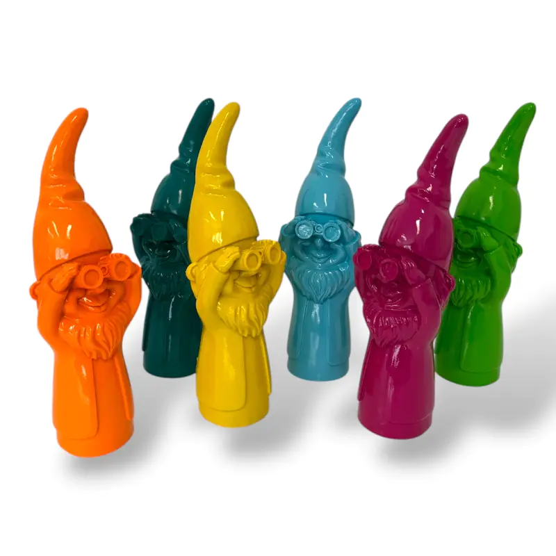 Figur Zwerg Stecker mit Fernglas 12fach Polyresin 35 x 9,5 x 10 cm bunt