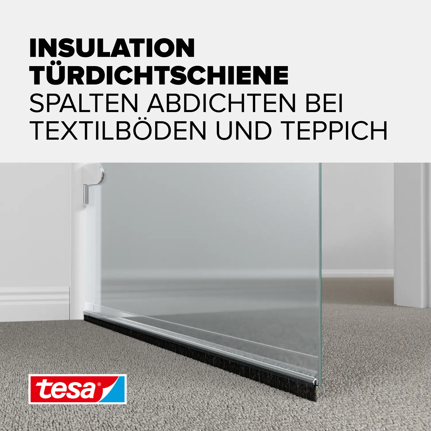 tesa Moll Türdichtschiene Standard weiß, für Textilböden, für Spalten bis 15 mm