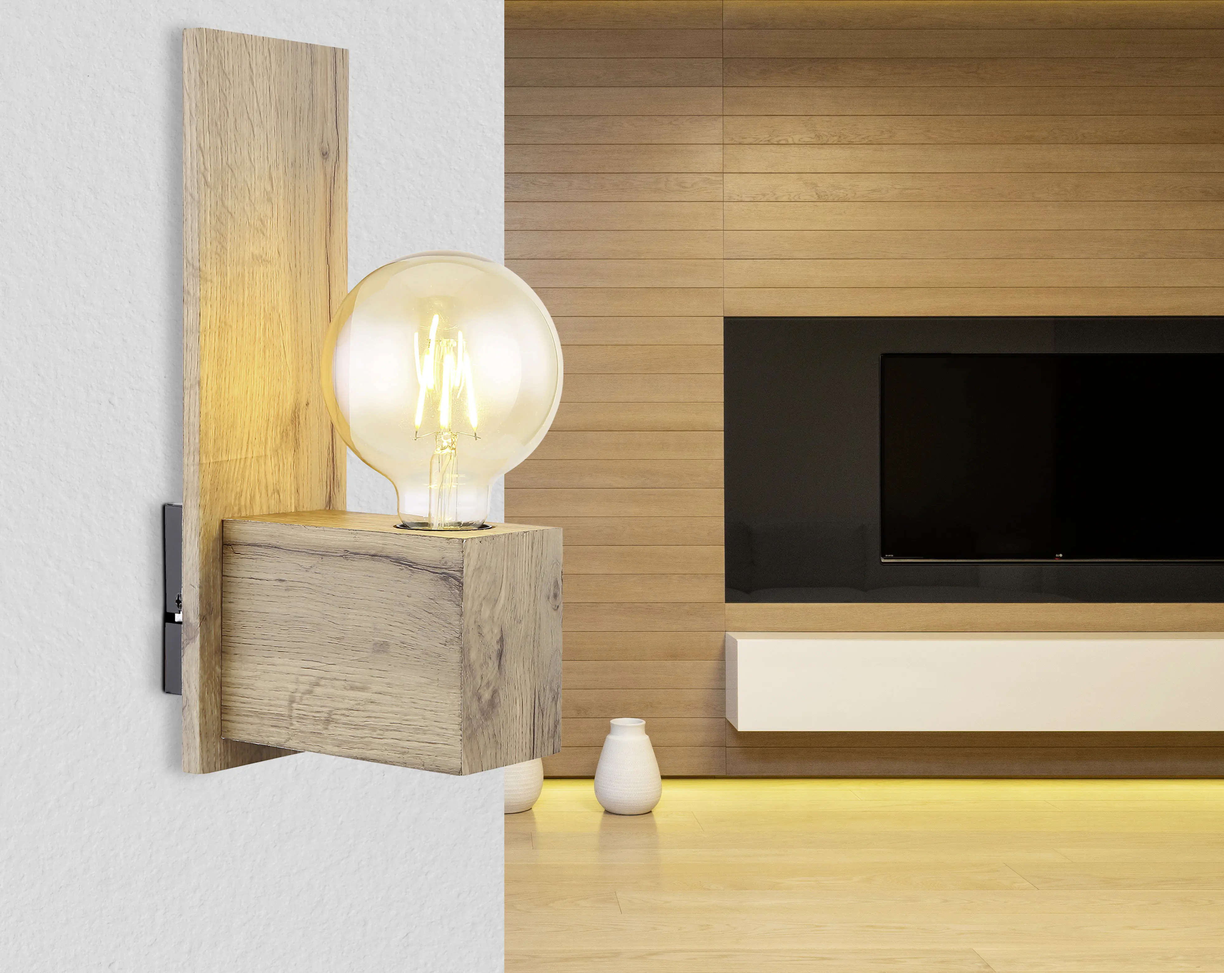 Globo Wandleuchte Erna braun 30 x 16 cm E27, max. 60 W