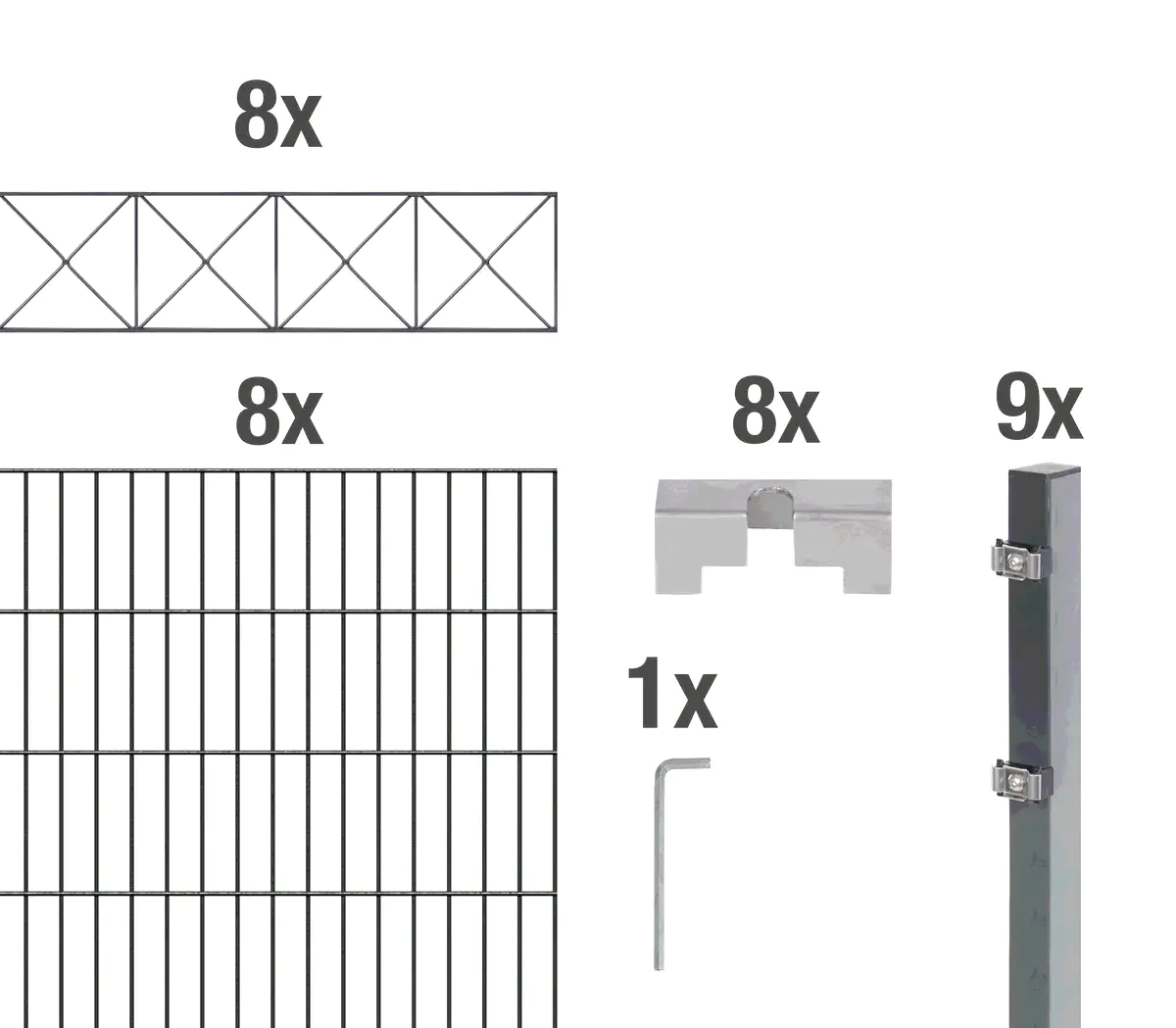 Alberts Doppelstabmatten-Grundset Nexus 200 x 100 cm 16 m anthrazit