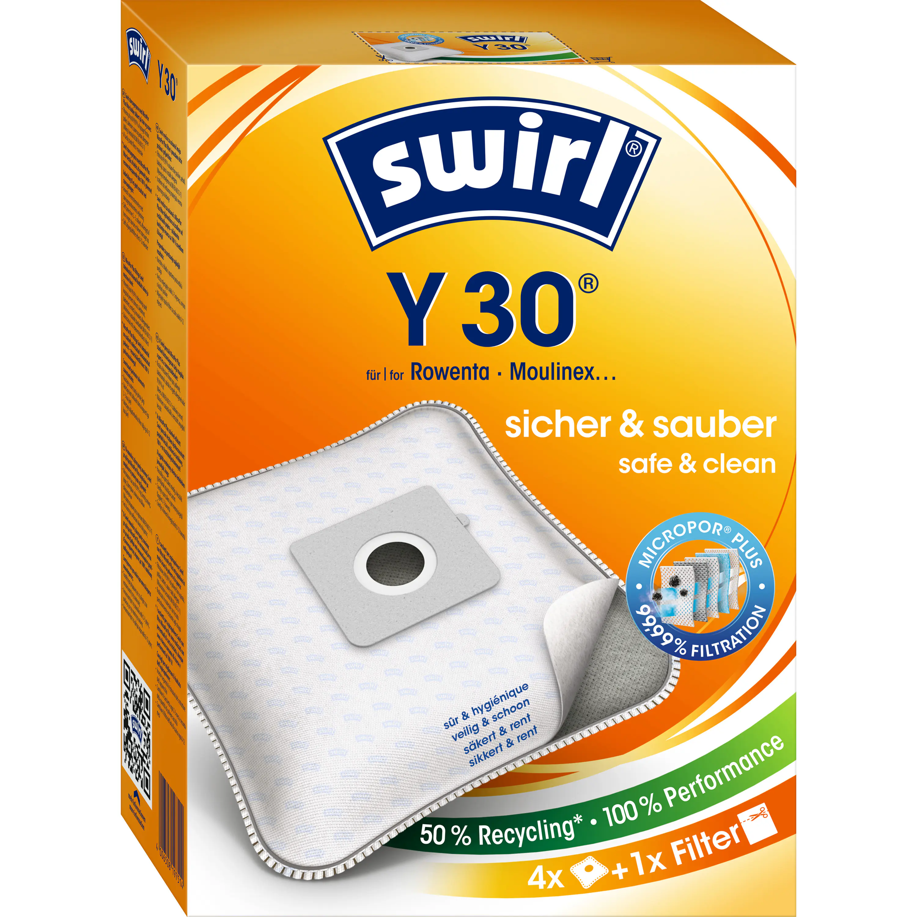 Swirl Y 30 EcoPor Staubsaugerbeutel 4 Staubbeutel + 1 Filter