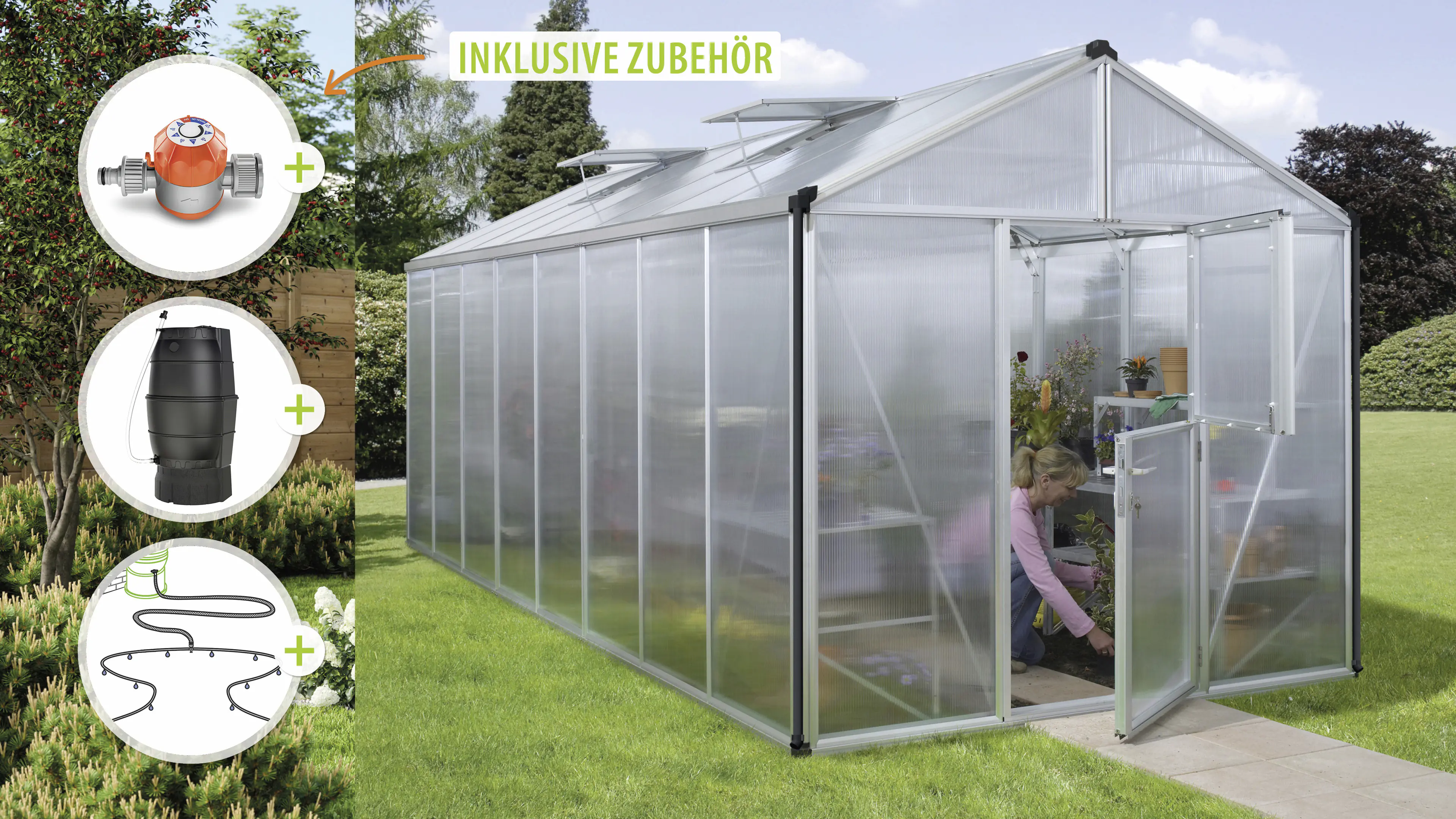 Vitavia Gewächshaus-Set Zeus 15700 HKP 10 mm alu 266 x 621 cm 